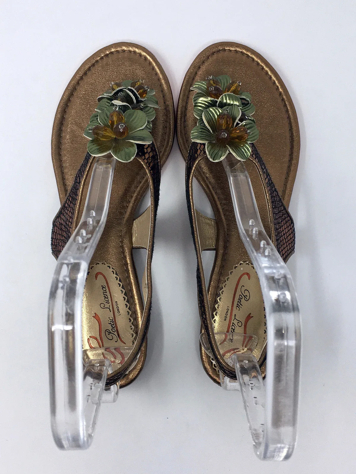 Sandales Poetic Licence taille 9.5 en bronze avec imprimé serpent vert sauge