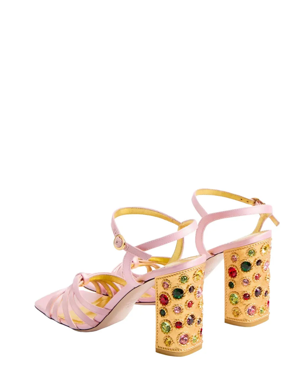 Preshoes Sandale Satin Cristal Multicolore et Rose