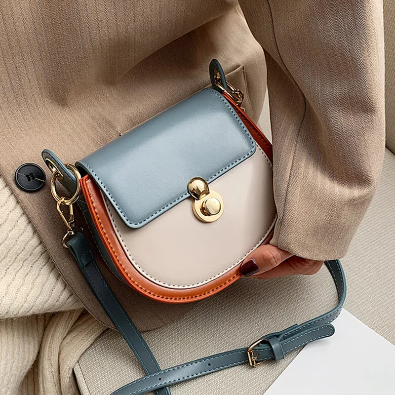 Sacs Bandoulière en Similicuir à Contraste de Couleur pour Femmes 2020, Petit Sac à Épaule Tendance, Sacs à Main et Pochettes Femmes, Sacs de Voyage, Sacs Fashion Nova