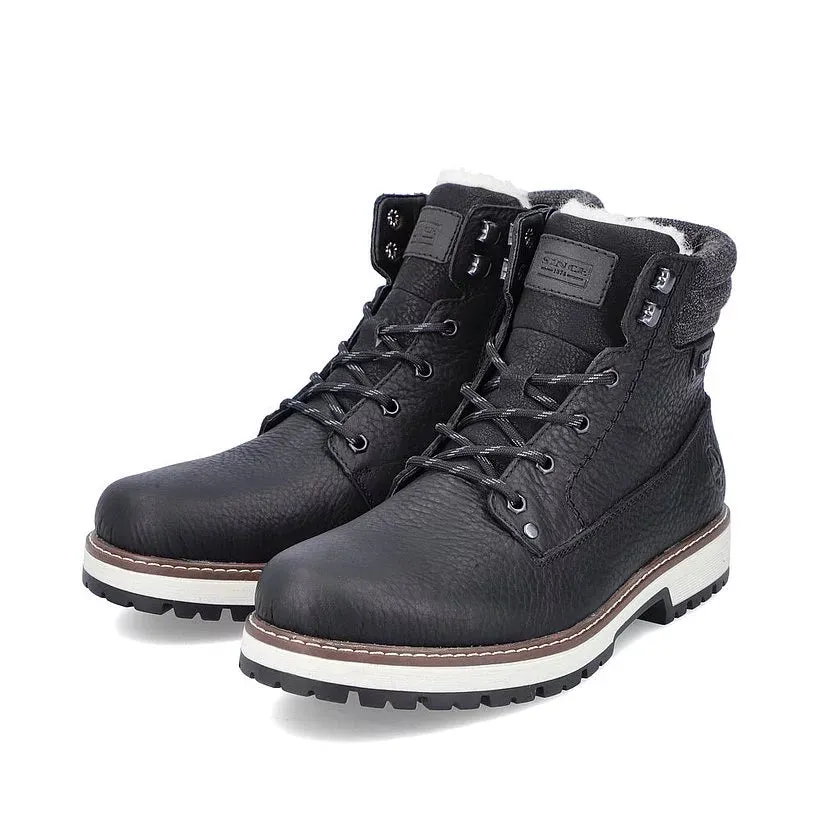 Rieker Chaussures F8301-00 Bottes à Lacets Noires RTex