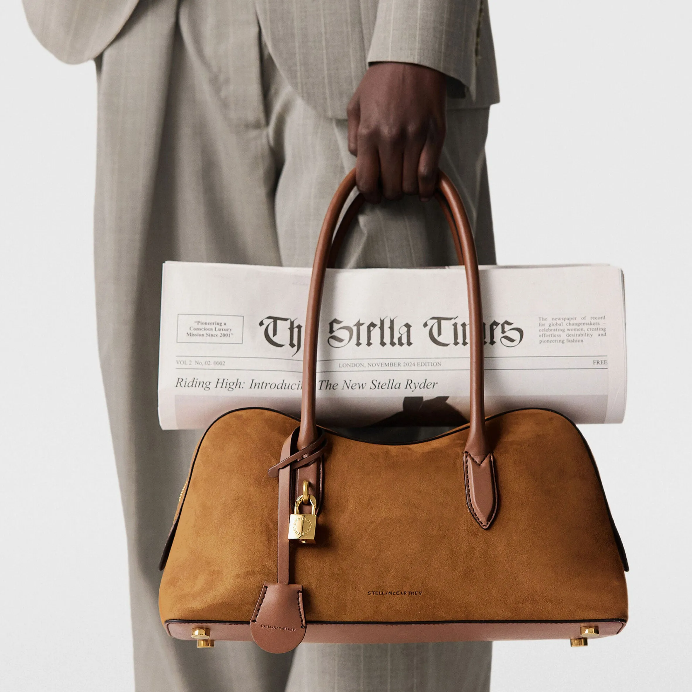 Sac bandoulière Ryder, en daim, couleur Brandy Bags_Stella Mccartney_Sacs