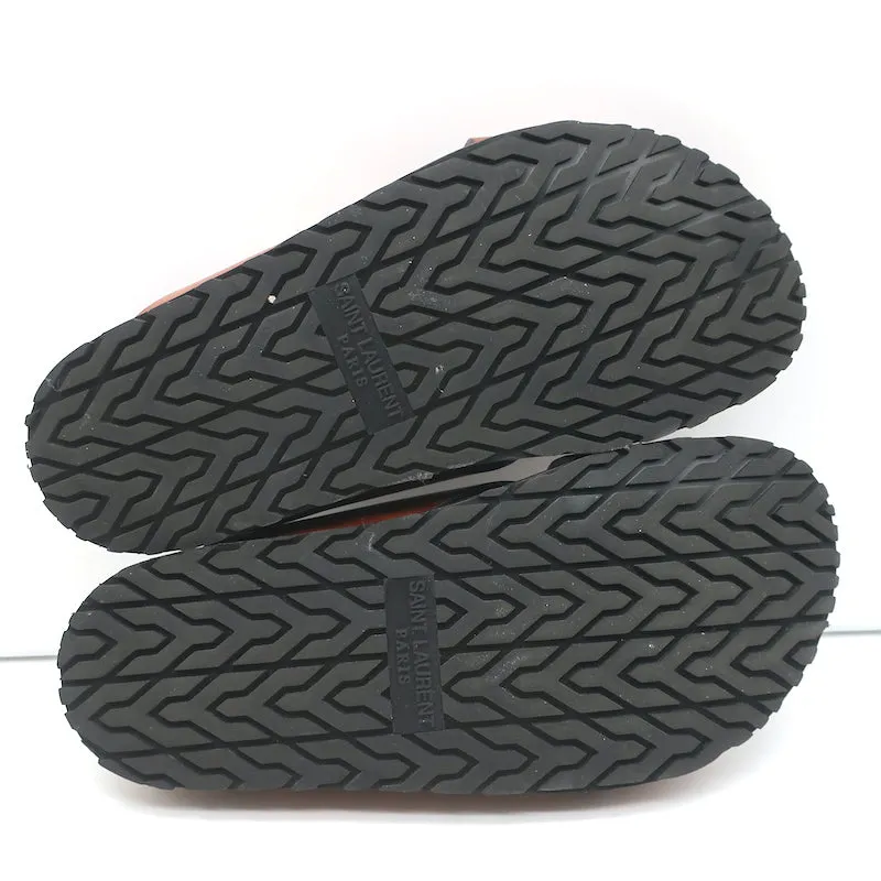 Saint Laurent Jimmy Slides à Lanières Croisées en Cuir Marron Taille 35.5 Sandales Plates NEUVE