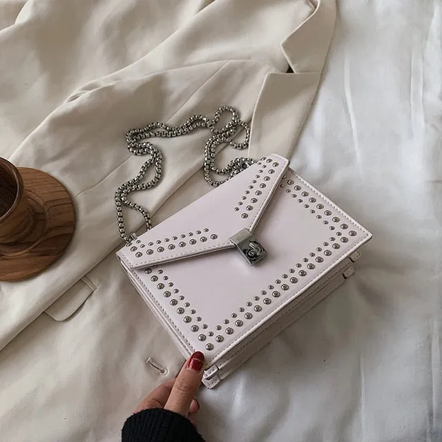 Sac Bandoulière Messager En Cuir Brossé Pour Femme 2020 Avec Chaîne Et Rivet, Petit Sac En Bandoulière, Mini Sac De Voyage Pour Femme, Sacs À La Mode Nova
