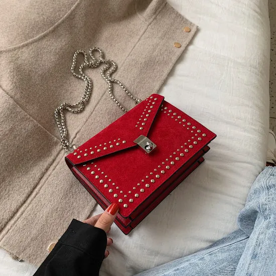 Sac Bandoulière Messager En Cuir Brossé Pour Femme 2020 Avec Chaîne Et Rivet, Petit Sac En Bandoulière, Mini Sac De Voyage Pour Femme, Sacs À La Mode Nova