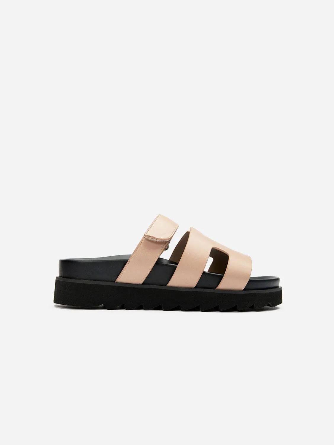 Sandales slides en similicuir vegan pour femmes Shea | Naturel