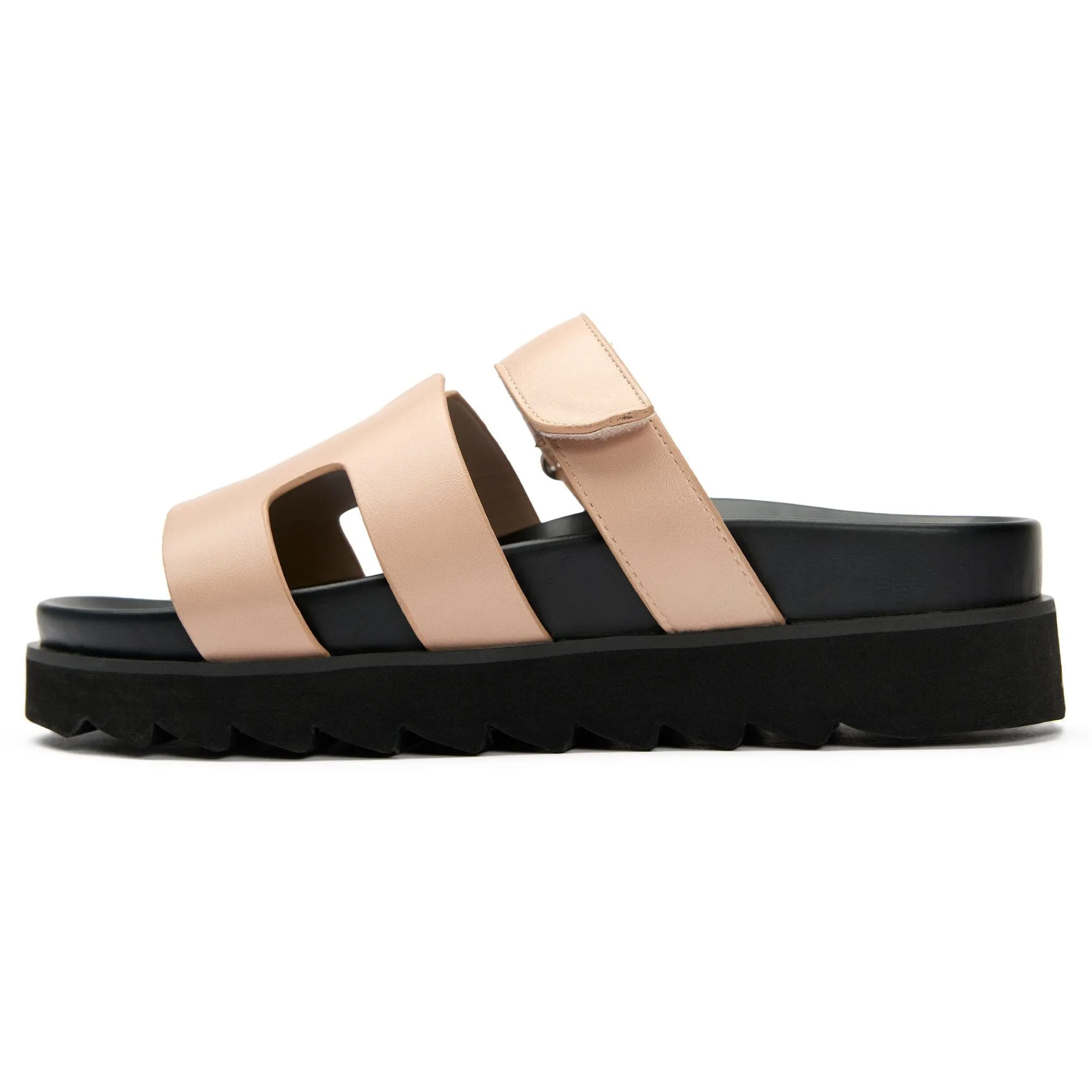 Sandales slides en similicuir vegan pour femmes Shea | Naturel