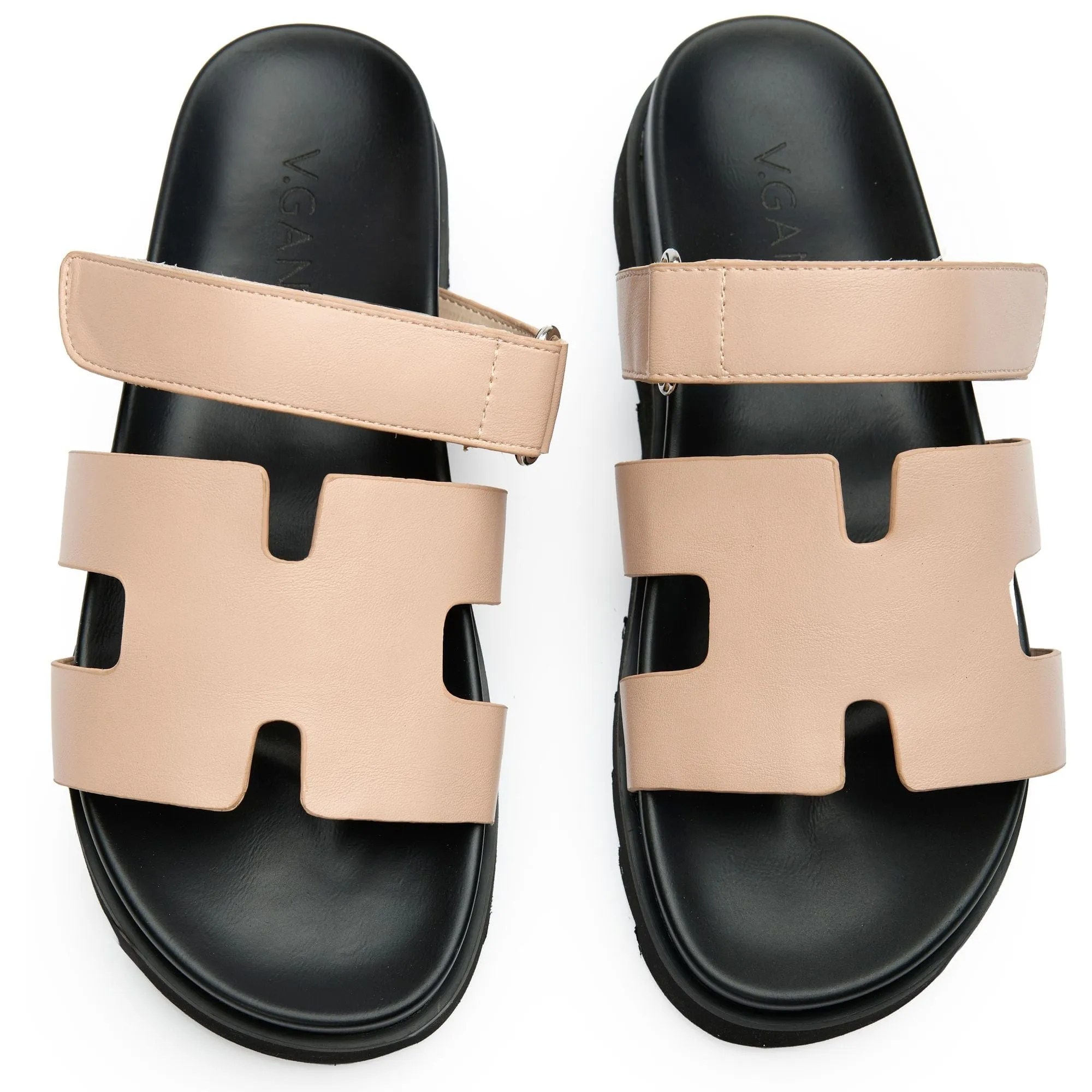 Sandales slides en similicuir vegan pour femmes Shea | Naturel