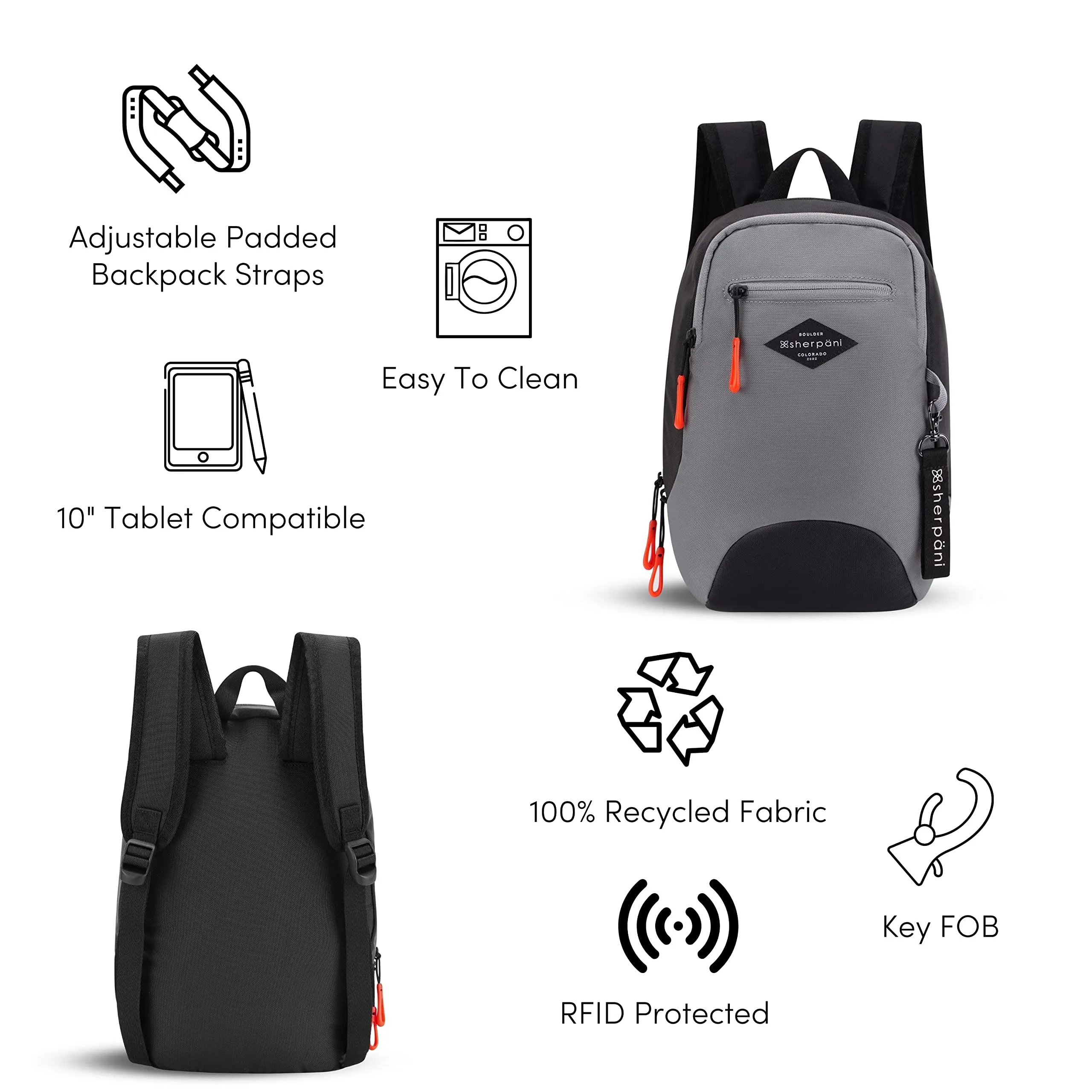 Sherpani Vespa, Mini Sac à Dos pour Femmes, Sac à Dos de Voyage, Protection RFID, Compatible avec les Tablettes de 10 Pouces, Sherpani