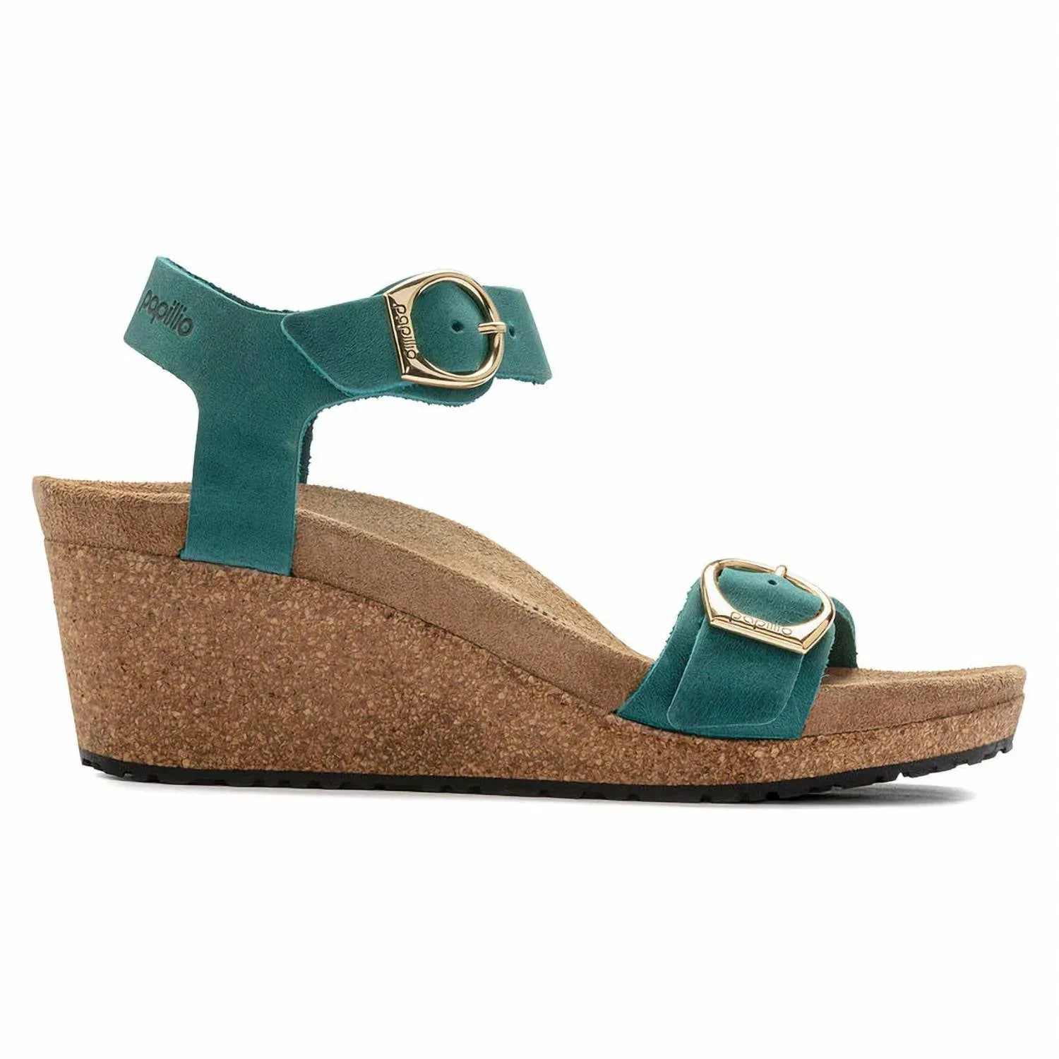 Sandalie Wedge à Boucle Annulaire Soley en Vert Lac