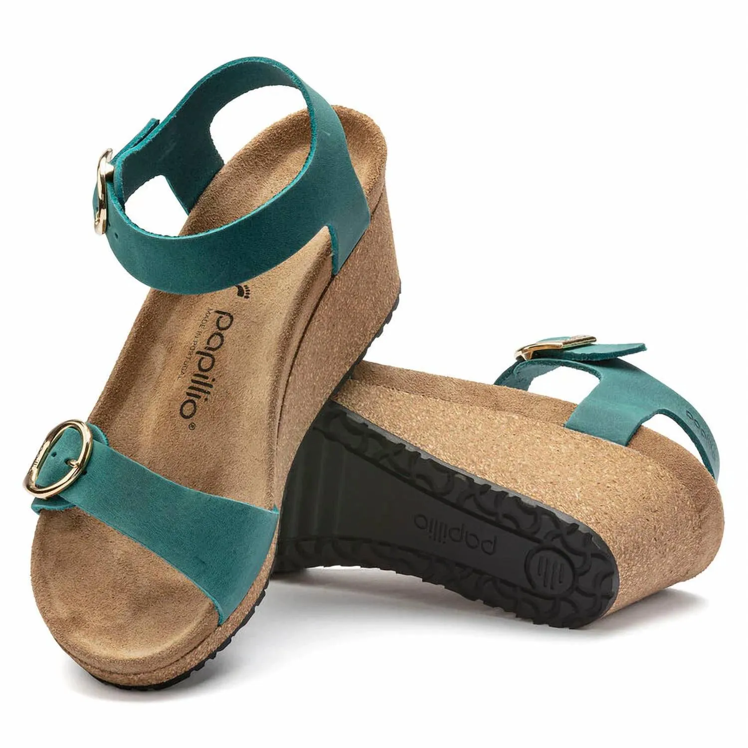Sandalie Wedge à Boucle Annulaire Soley en Vert Lac