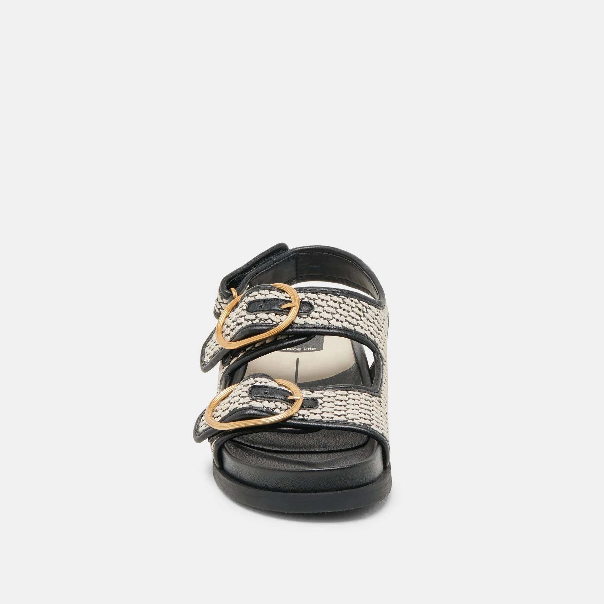 SANDALES STARLA NOIRES EN RAFFIA NATUREL