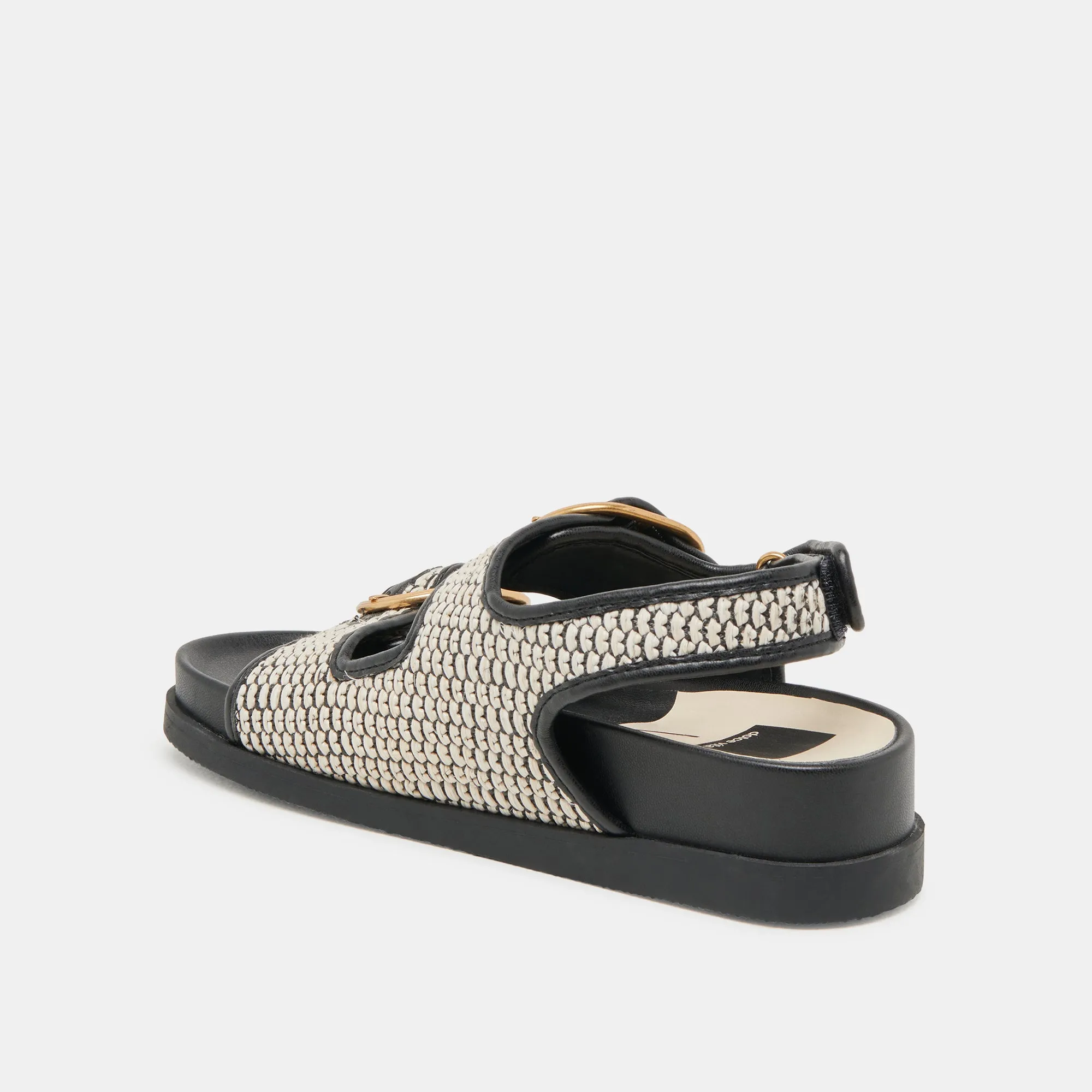SANDALES STARLA NOIRES EN RAFFIA NATUREL