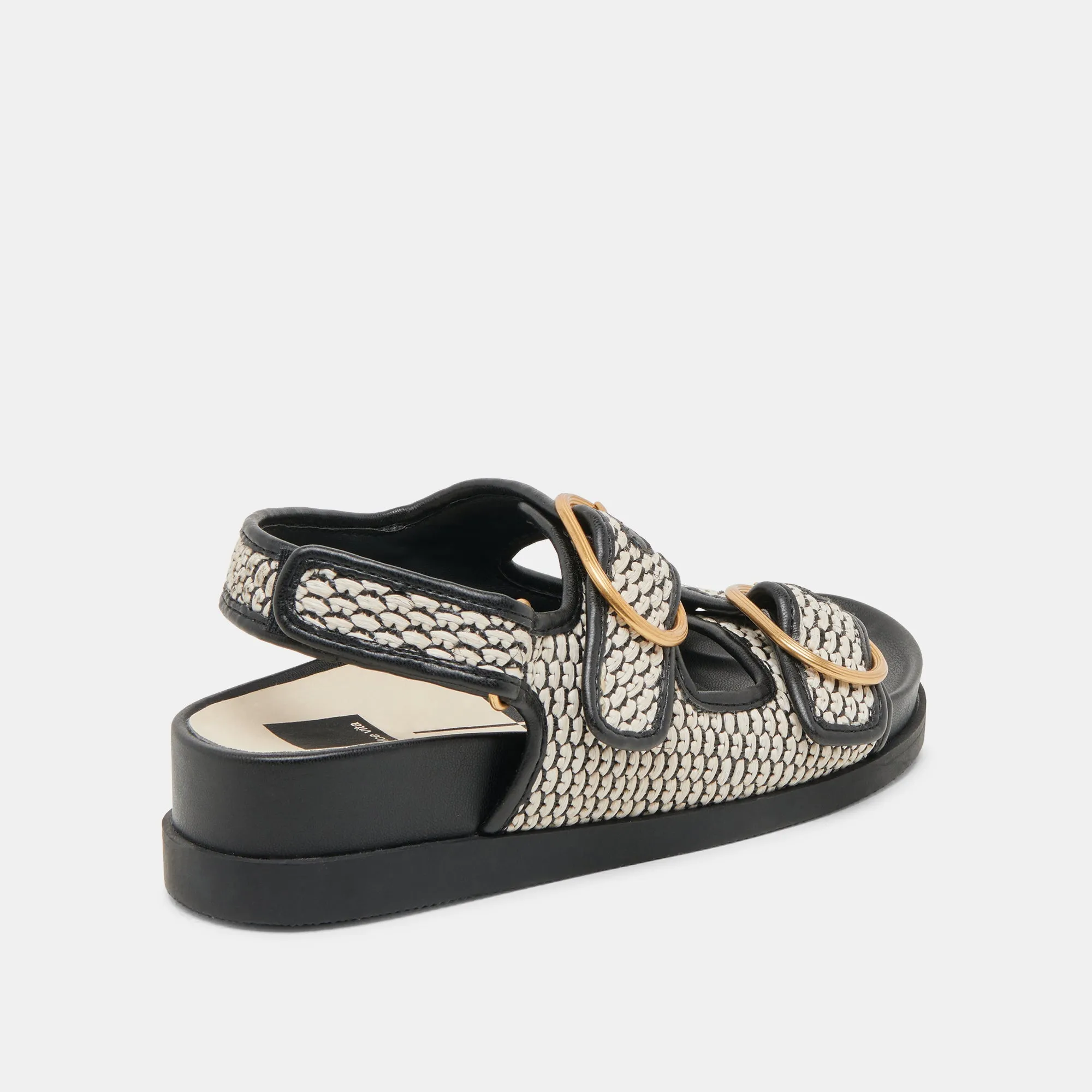 SANDALES STARLA NOIRES EN RAFFIA NATUREL