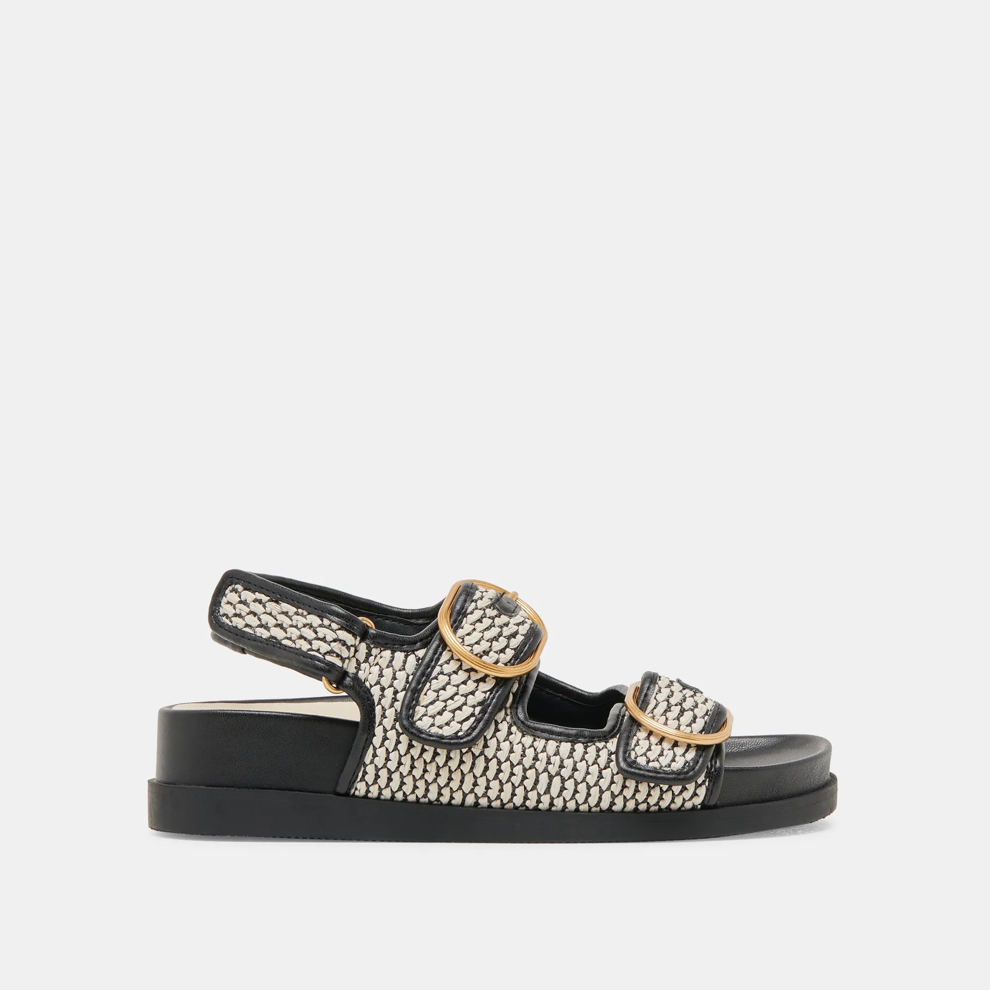 SANDALES STARLA NOIRES EN RAFFIA NATUREL