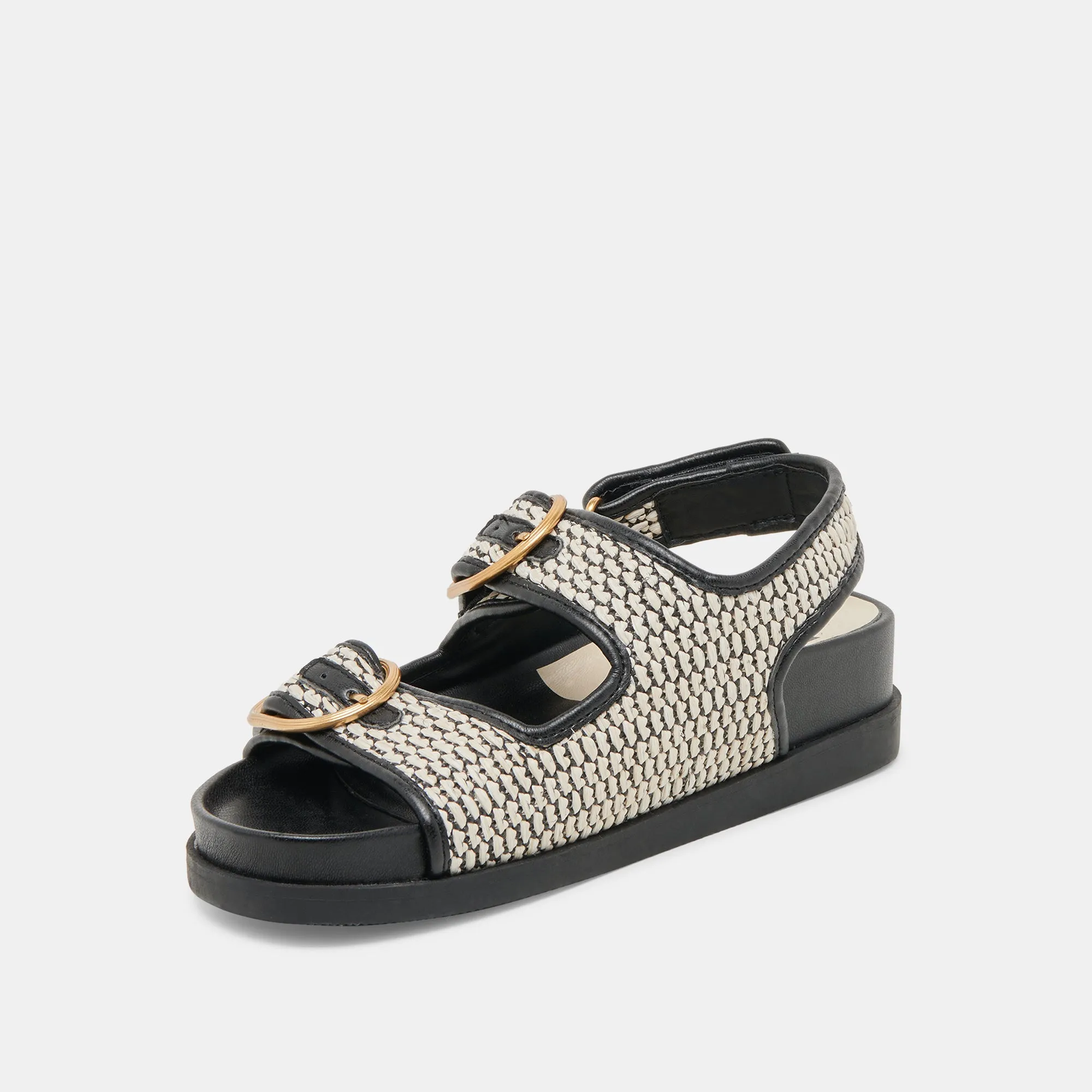 SANDALES STARLA NOIRES EN RAFFIA NATUREL