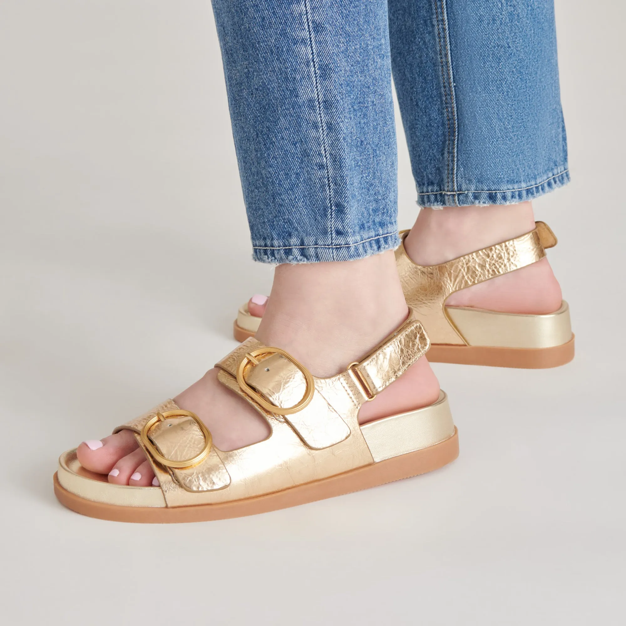 SANDALES STARLA EN CUIR VIEILLI DORÉ