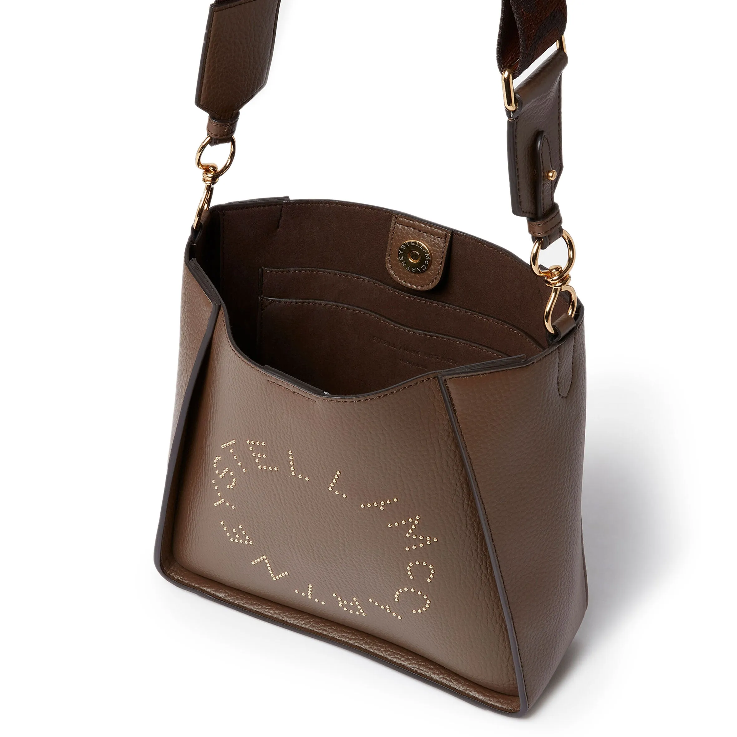 Stella Logo Mini Bandoulière Hobo Grain à Clous, Sacs Marron_Stella Mccartney_Sacs