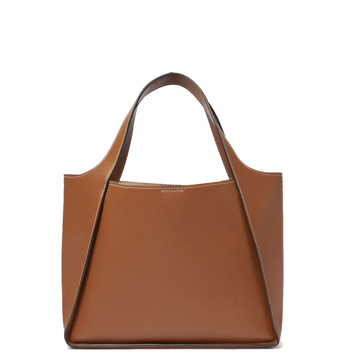 Sac à bandoulière Stella Logo avec motifs grainés et clous, couleur Pécan - Stella McCartney - Sacs