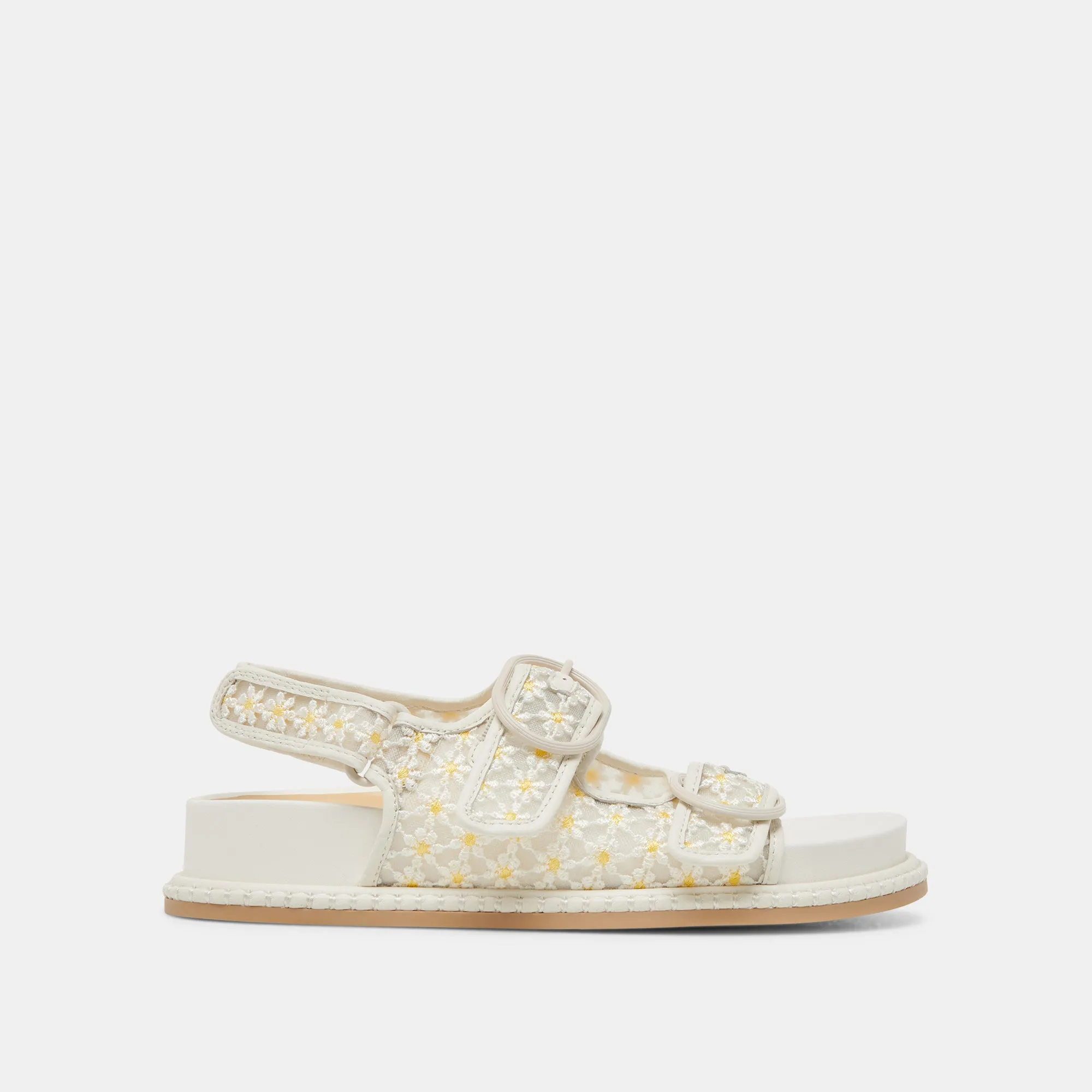 SANDALES FLORALES STUART BLANC MESH JAUNE FLORAL