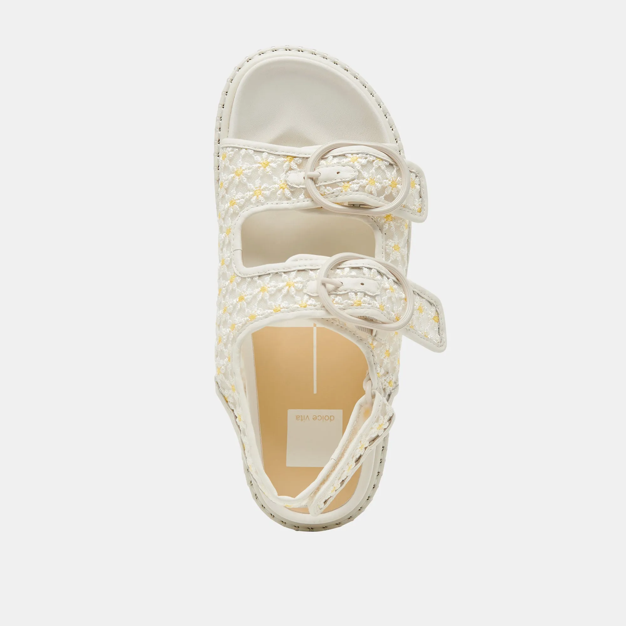 SANDALES FLORALES STUART BLANC MESH JAUNE FLORAL