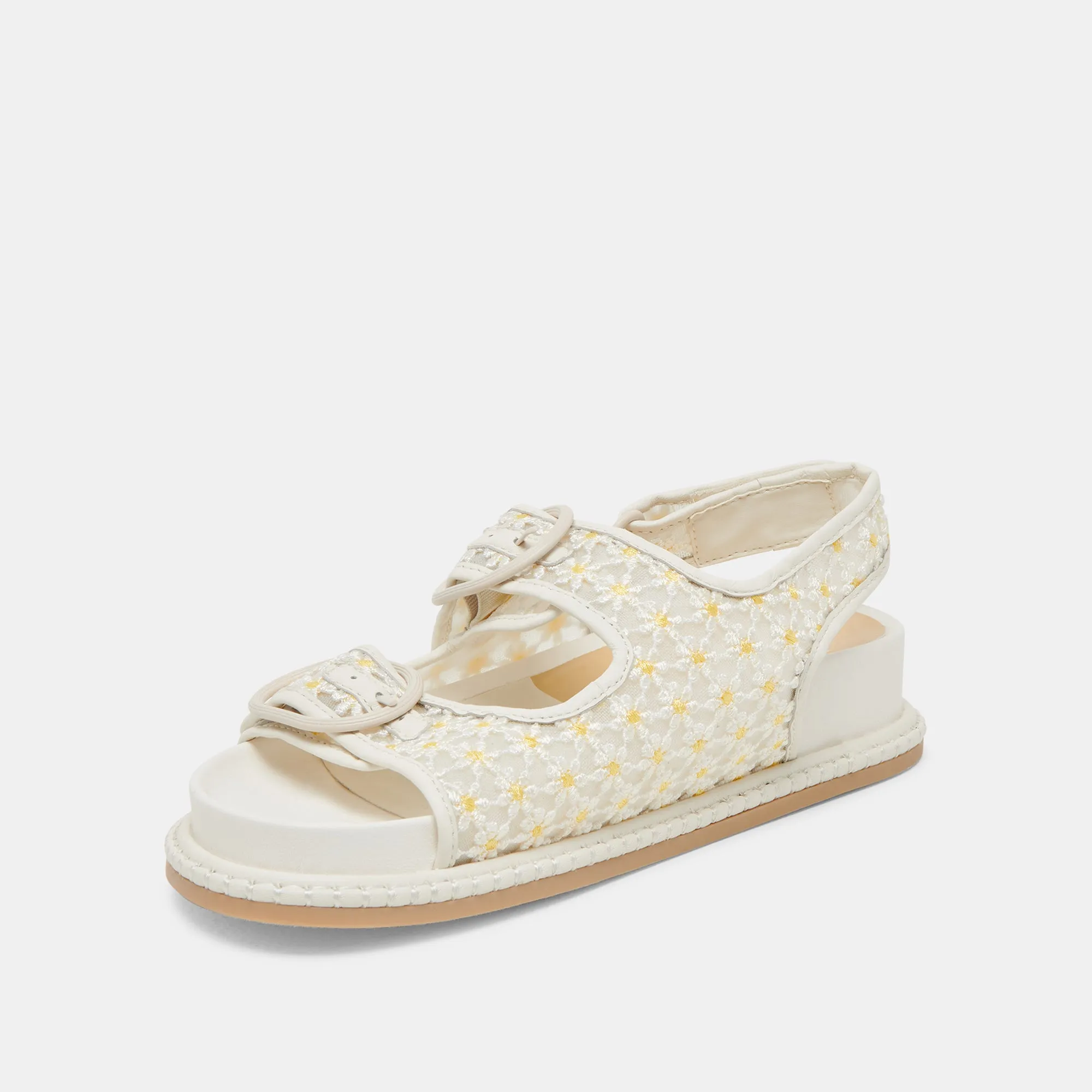 SANDALES FLORALES STUART BLANC MESH JAUNE FLORAL