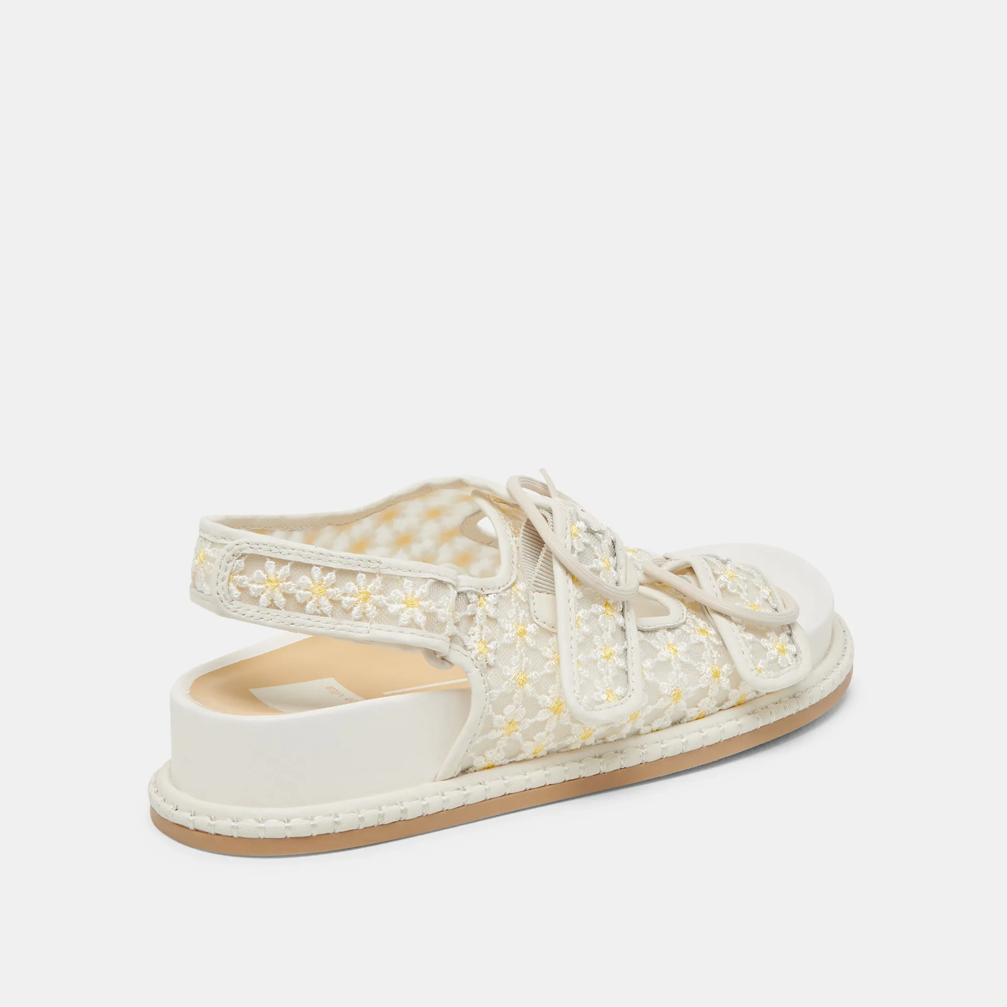 SANDALES FLORALES STUART BLANC MESH JAUNE FLORAL