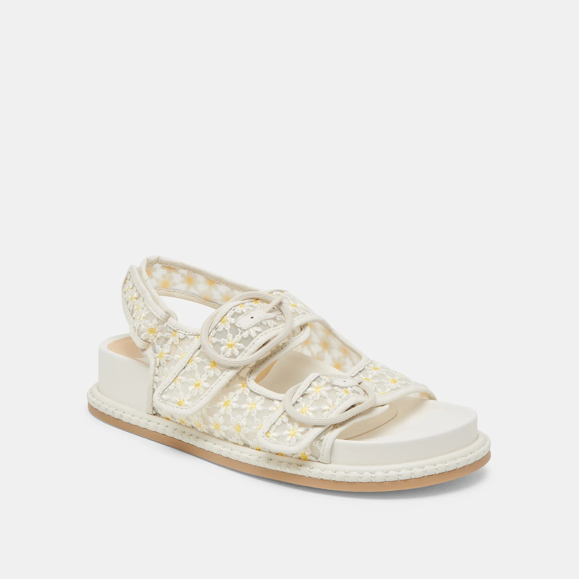 SANDALES FLORALES STUART BLANC MESH JAUNE FLORAL