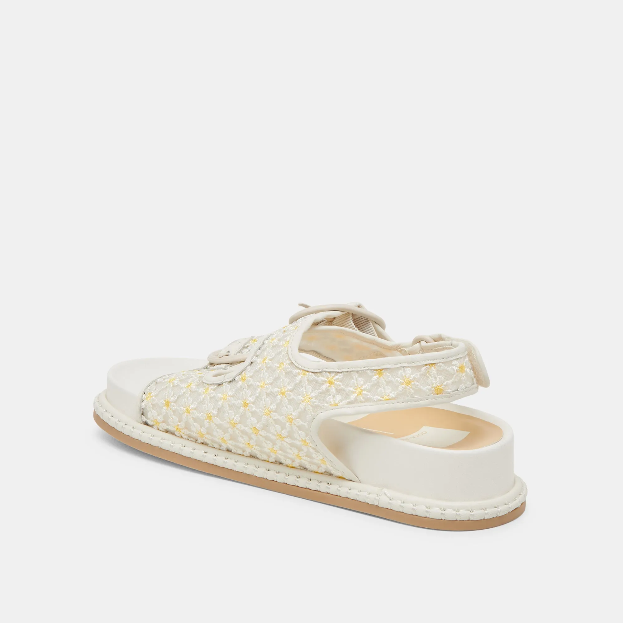 SANDALES FLORALES STUART BLANC MESH JAUNE FLORAL