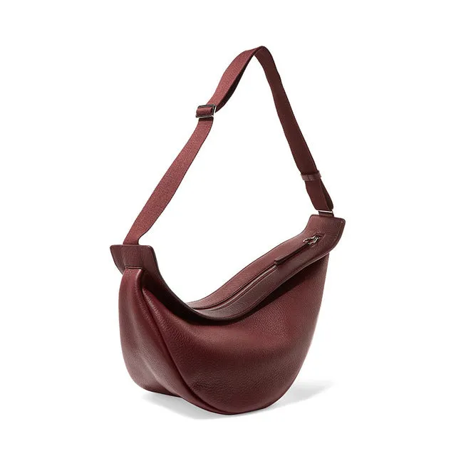[Super Seabob] Nouvelle collection printemps 2020 pour femme, sac banane en cuir PU rouge bordeaux et noir, large bandoulière unique, fermeture éclair, forme demi-lune, polyvalent LI812, sacs Fashion Nova