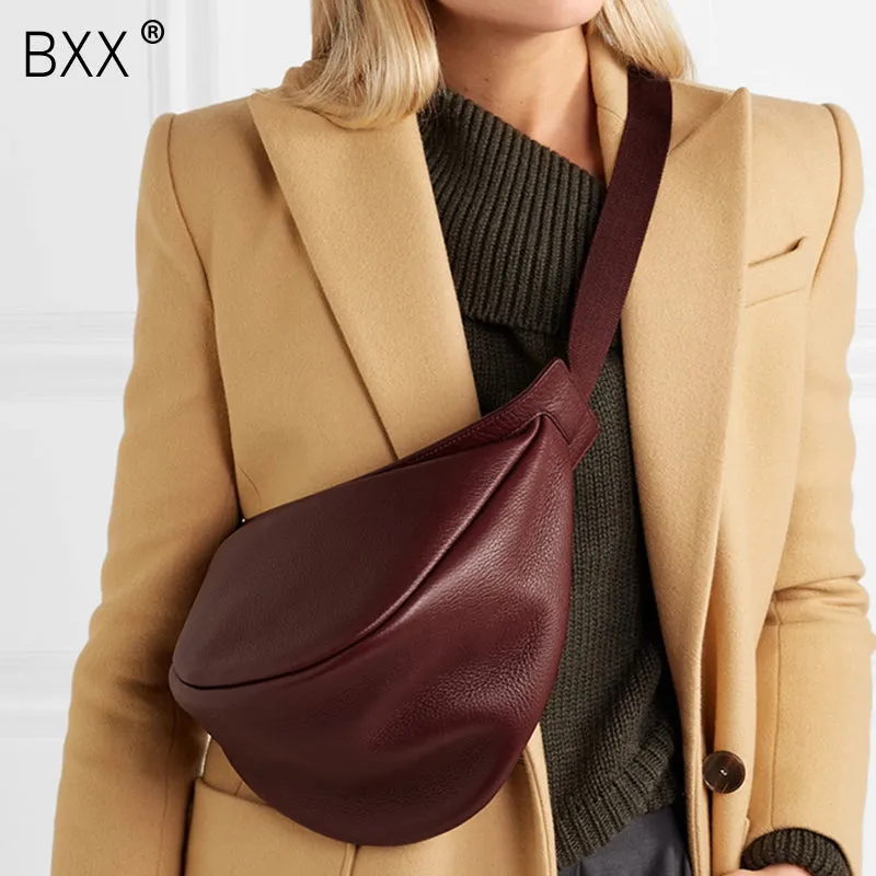 [Super Seabob] Nouvelle collection printemps 2020 pour femme, sac banane en cuir PU rouge bordeaux et noir, large bandoulière unique, fermeture éclair, forme demi-lune, polyvalent LI812, sacs Fashion Nova