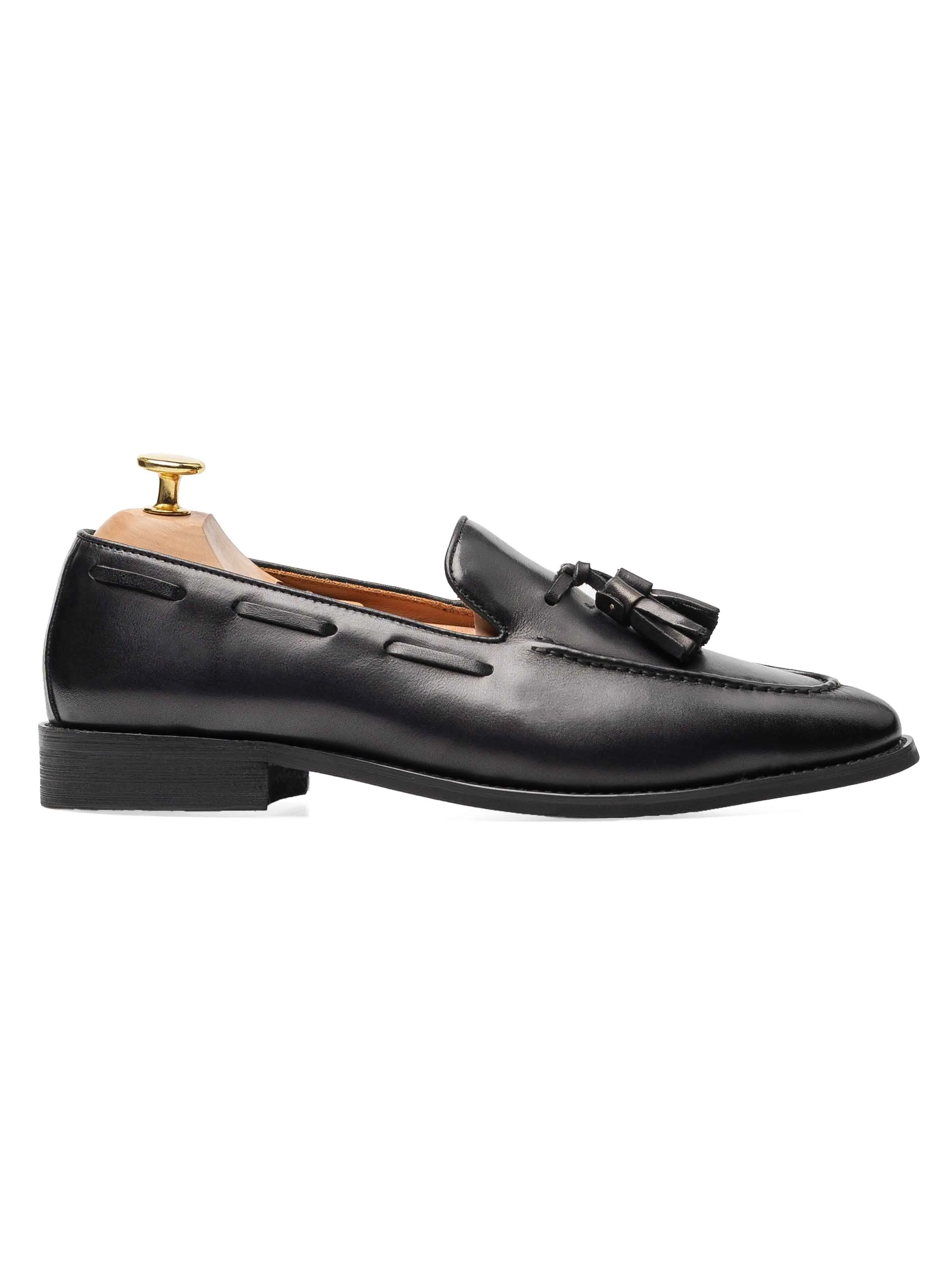 Mocassin à gland - Gris noir (Patine peinte à la main)