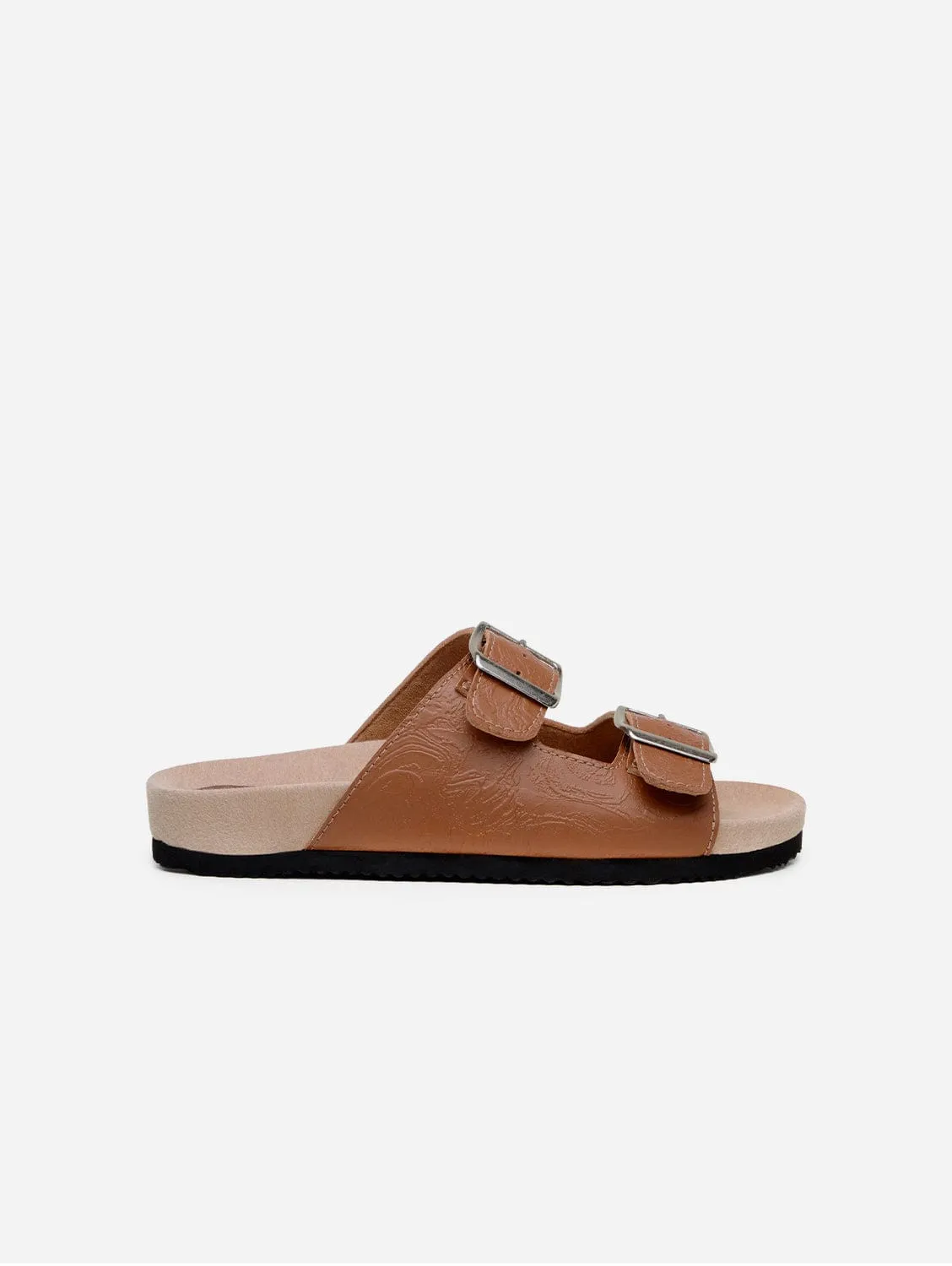 Sandales Femme Truda à Deux Brides en Simili-Cuir | Motif Tan