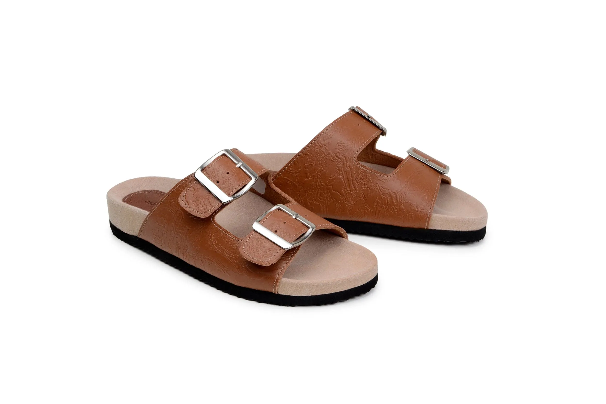 Sandales Femme Truda à Deux Brides en Simili-Cuir | Motif Tan
