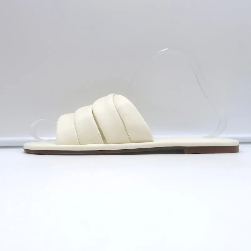 Sandales Vince Palmetta Tressées à Glissière en Cuir Blanc Taille 8