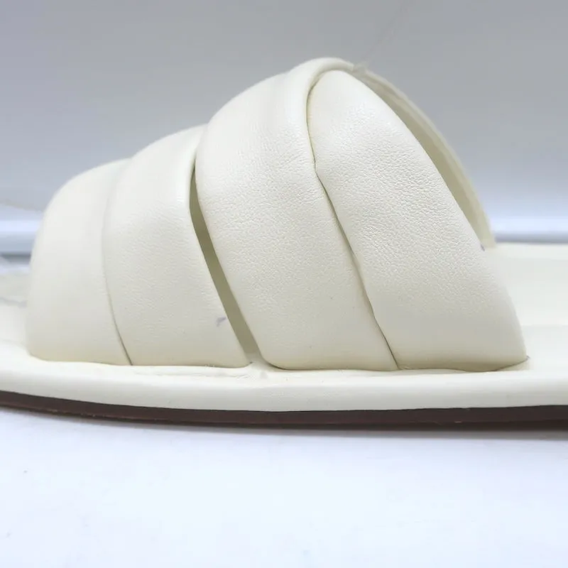 Sandales Vince Palmetta Tressées à Glissière en Cuir Blanc Taille 8
