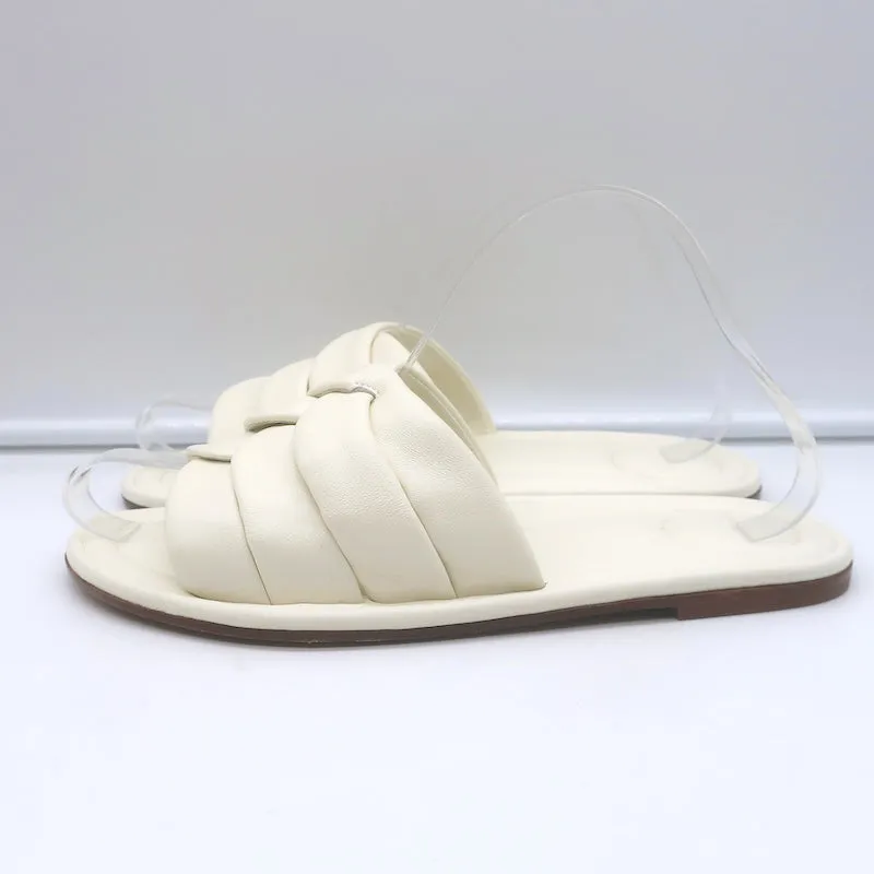 Sandales Vince Palmetta Tressées à Glissière en Cuir Blanc Taille 8