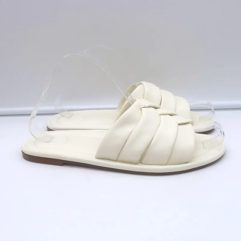 Sandales Vince Palmetta Tressées à Glissière en Cuir Blanc Taille 8