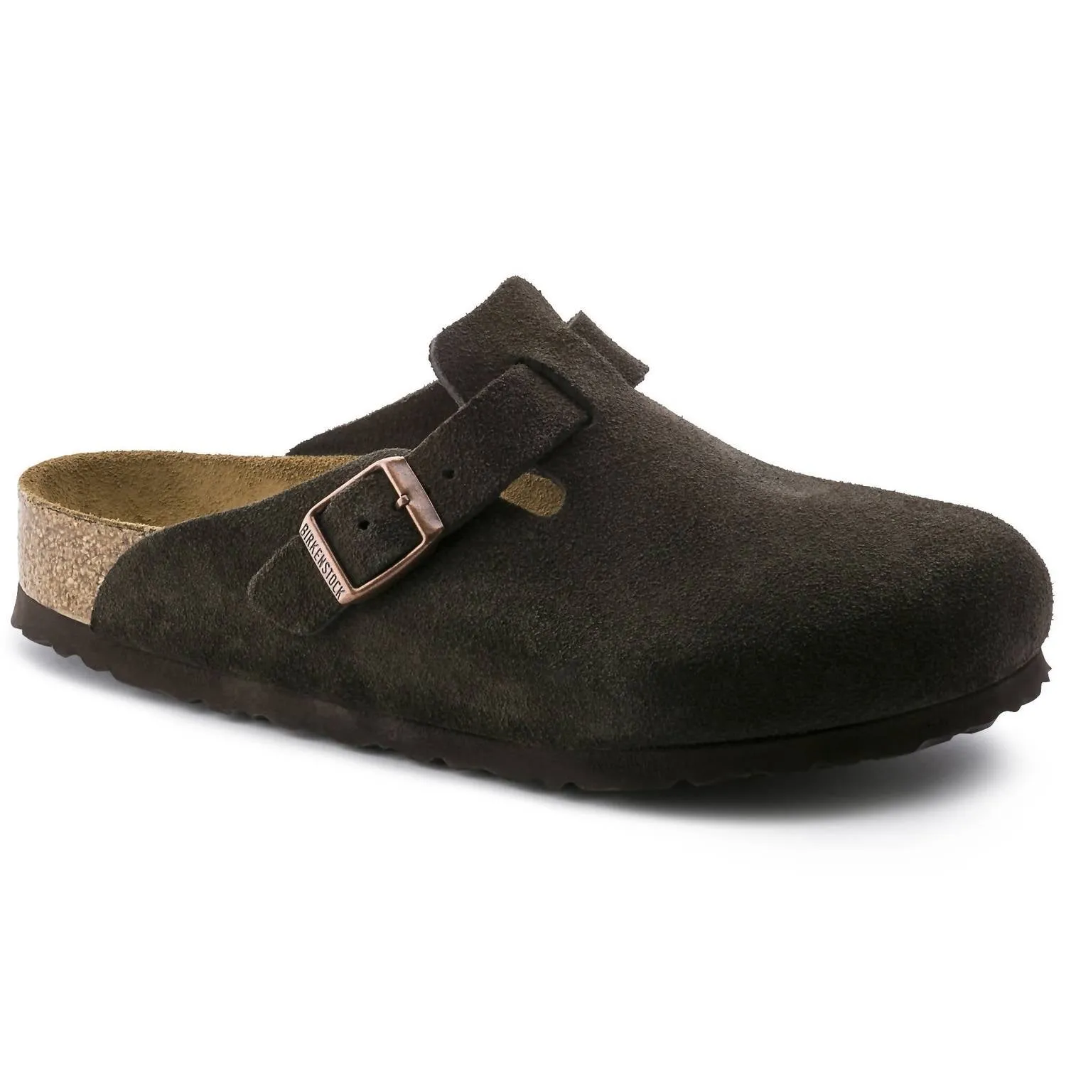 Mules en daim Boston pour femmes - Semelle souple - Taille moyenne/étroite en couleur moka