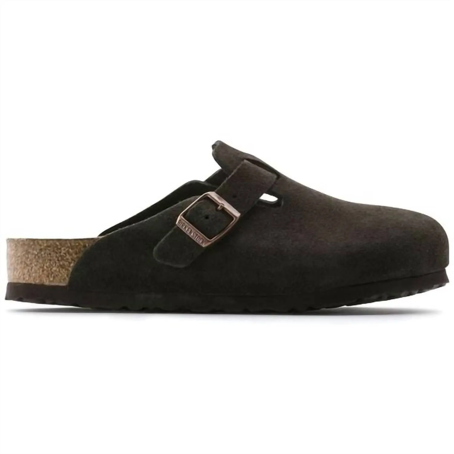 Mules en daim Boston pour femmes - Semelle souple - Taille moyenne/étroite en couleur moka