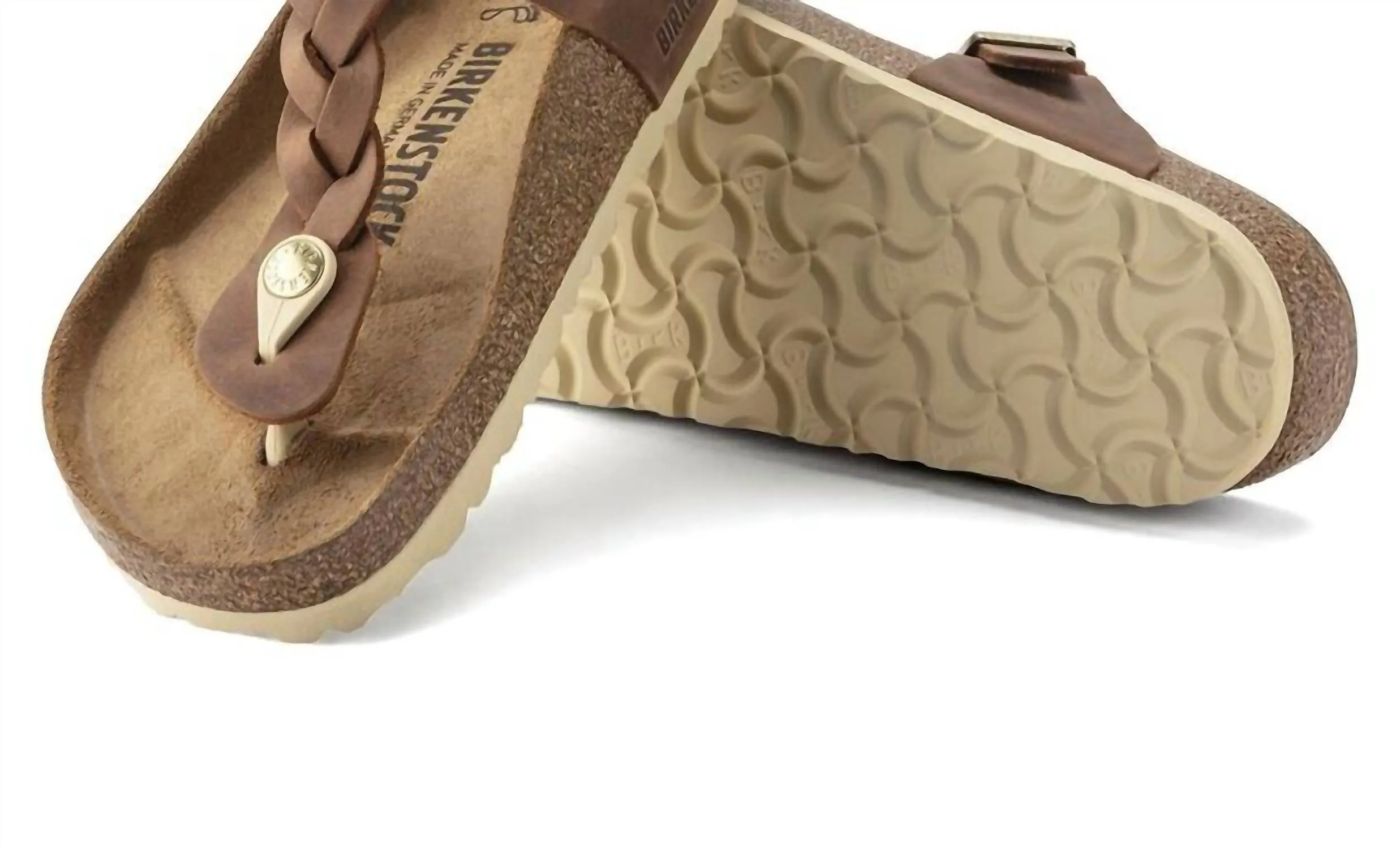 Sandale tressée Gizeh pour femme en cognac