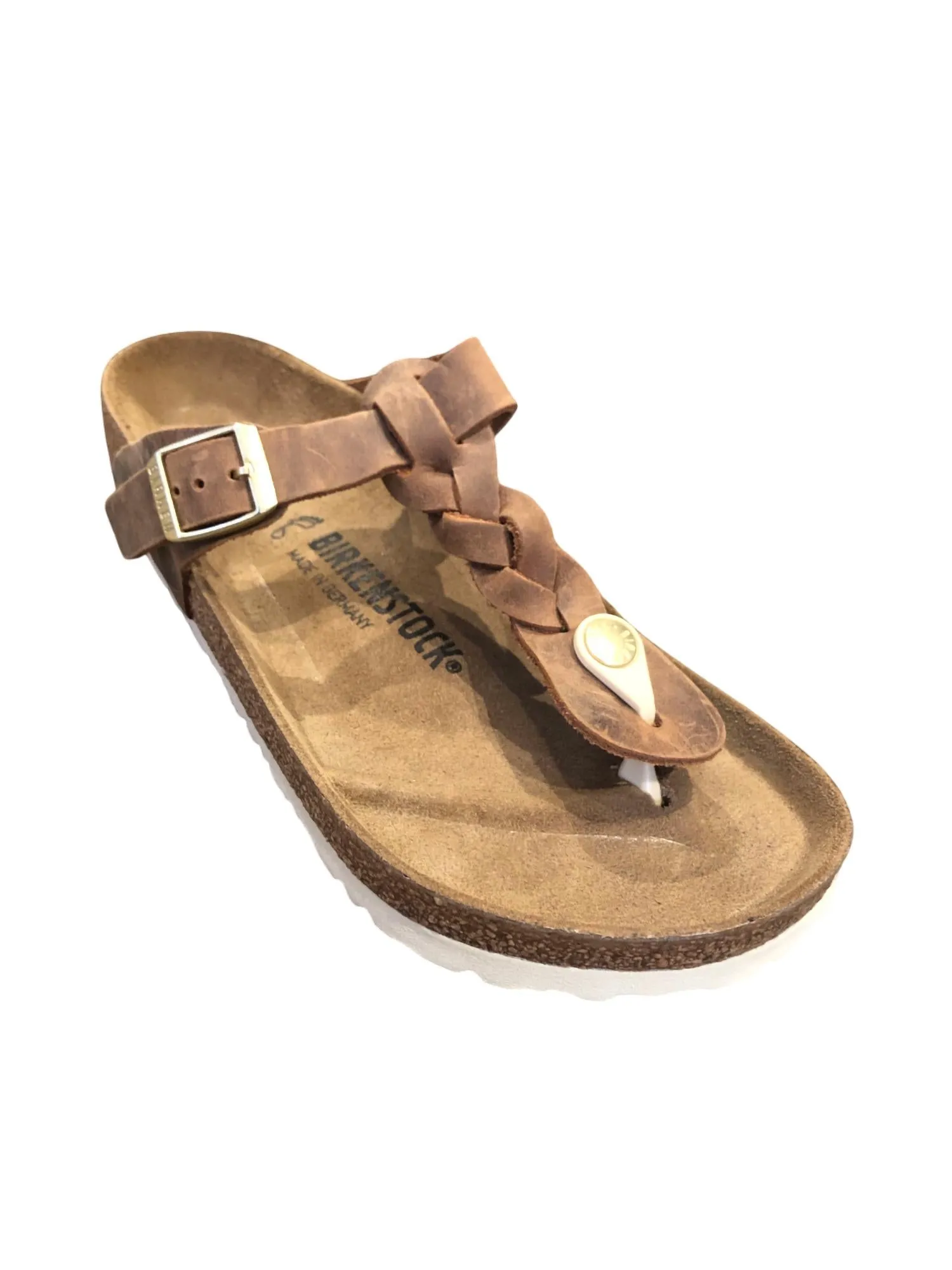 Sandale tressée Gizeh pour femme en cognac