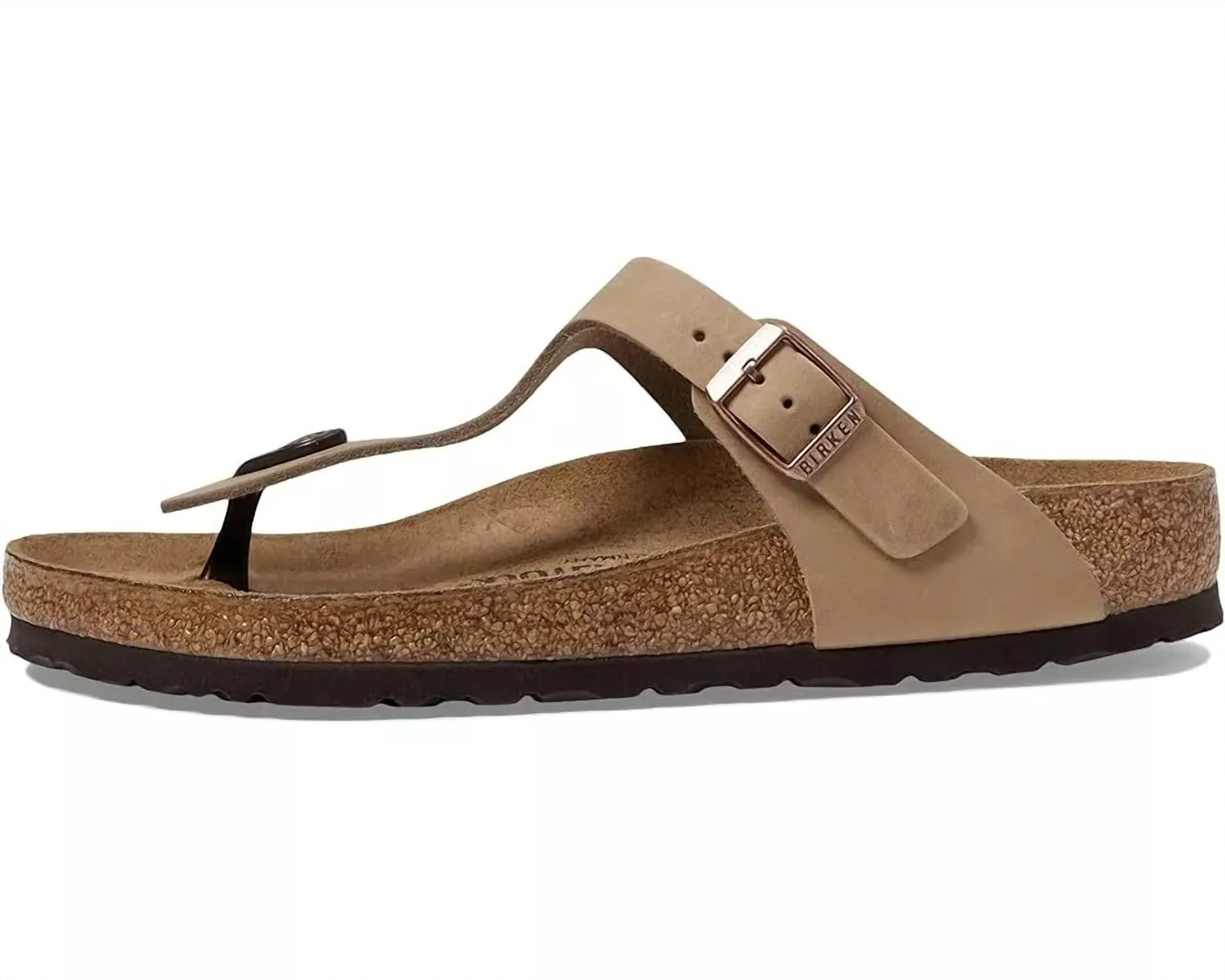 Sandale Gizeh Bs pour femme en cuir brun huilé