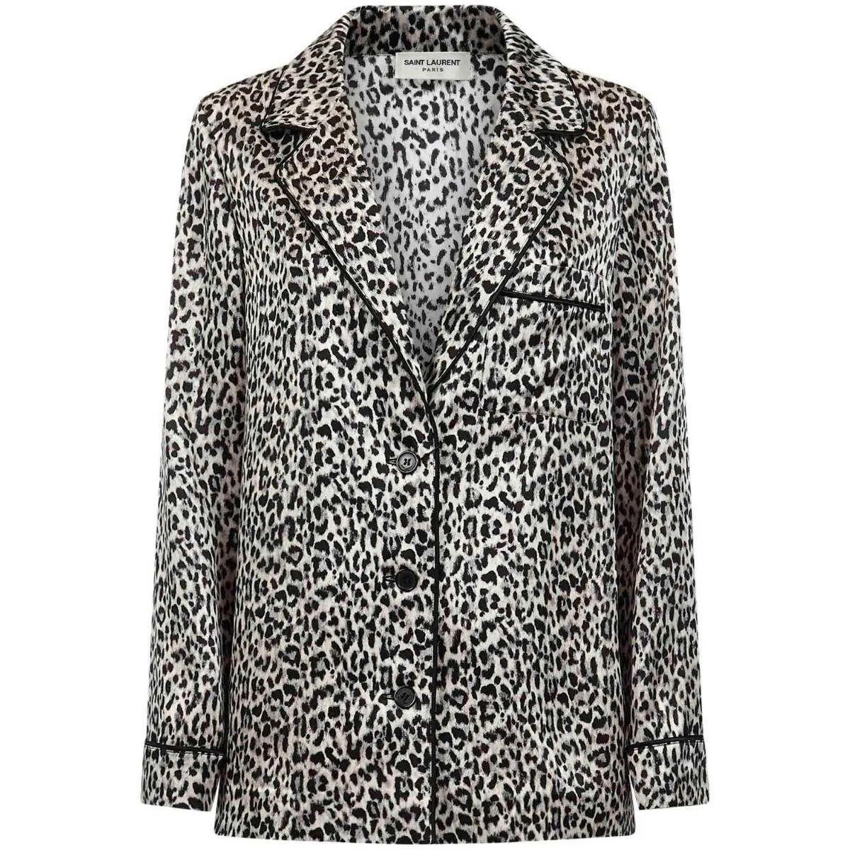 Veste en soie à motif léopard Ysl