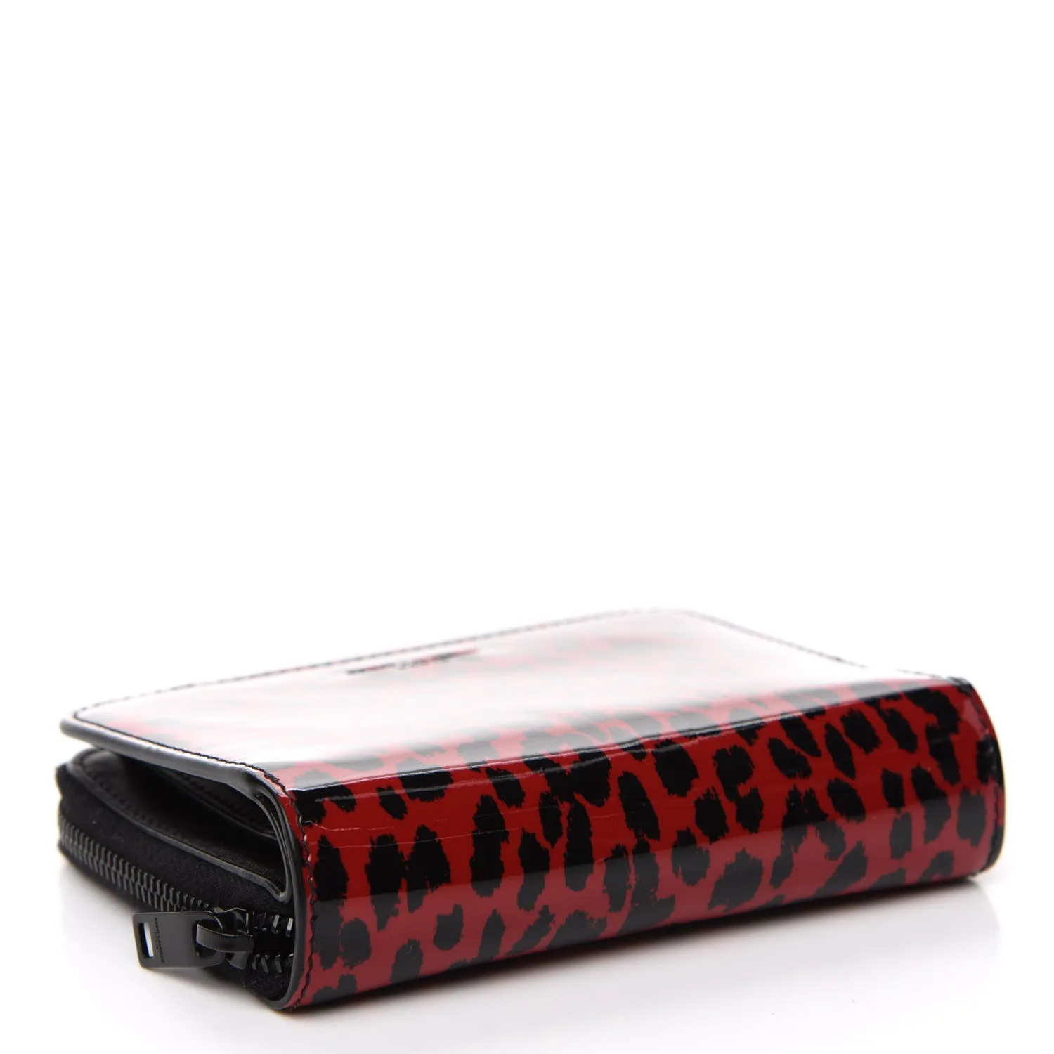 Ysl Sacs Saint Laurent Baby Cat Portefeuille en Cuir Vernis Rouge Imprimé Léopard 562796