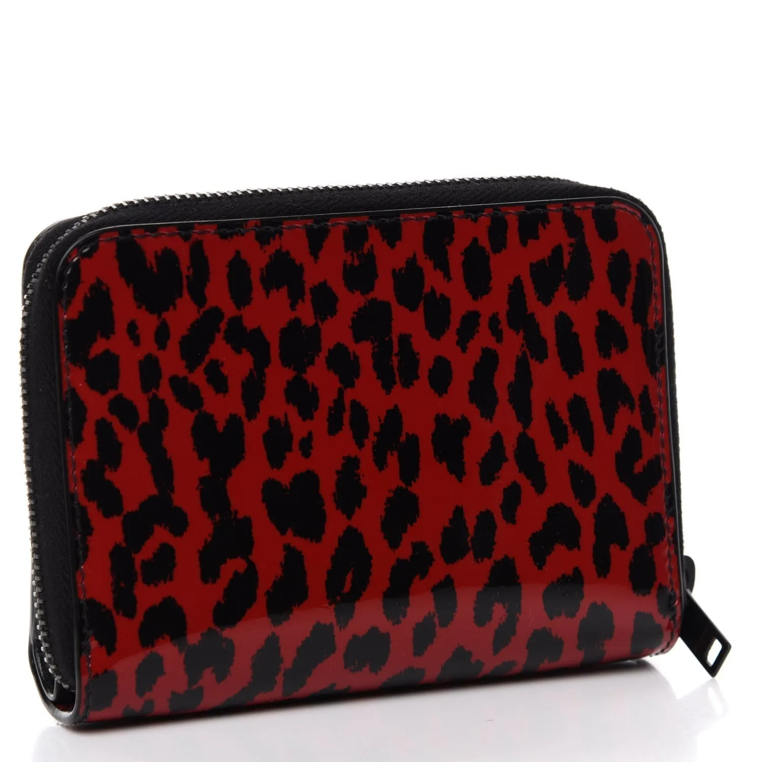 Ysl Sacs Saint Laurent Baby Cat Portefeuille en Cuir Vernis Rouge Imprimé Léopard 562796