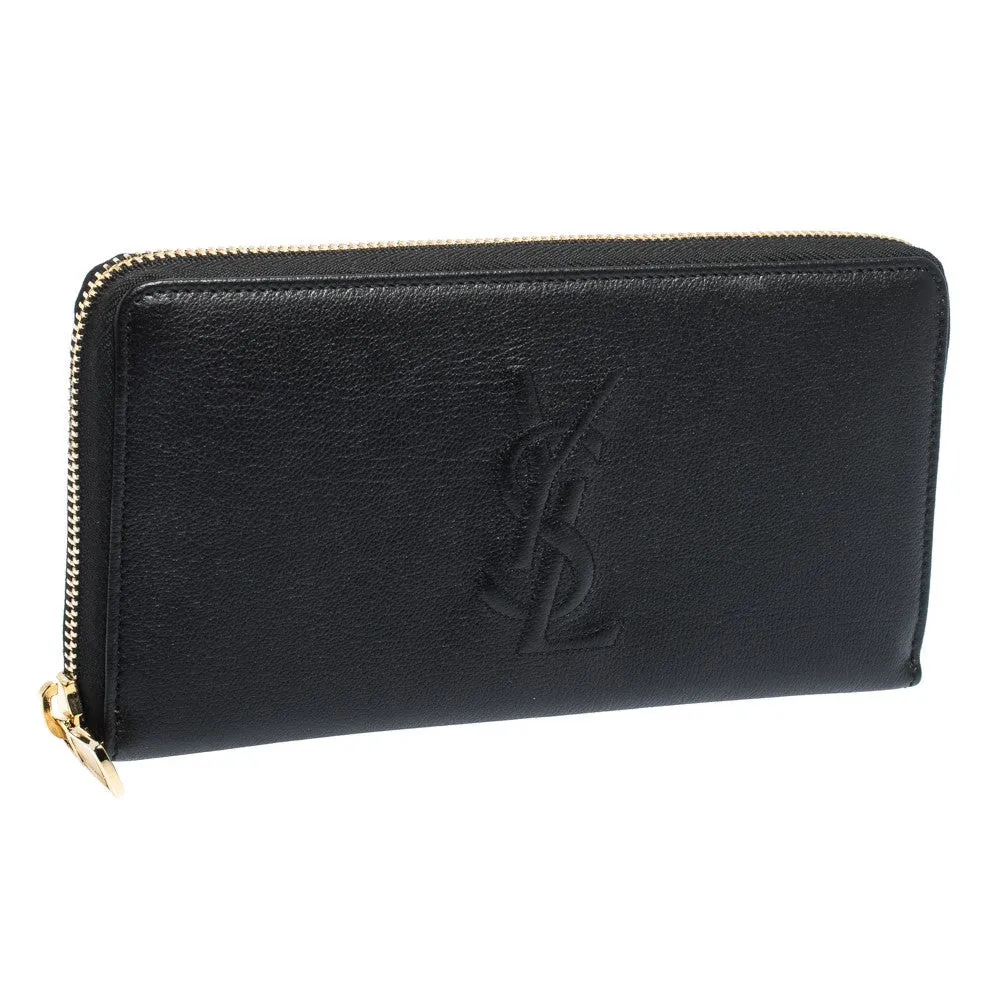 Ysl Sacs Saint Laurent Noir Portefeuille en Cuir Belle De Jour à Fermeture Éclair 568995