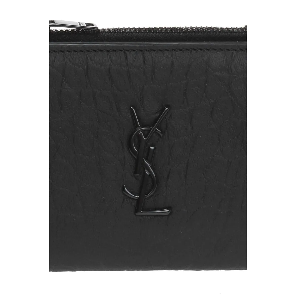 Sac YSL Saint Laurent Portefeuille en Cuir de Veau Crocodile Noir avec Monogramme YSL 529875