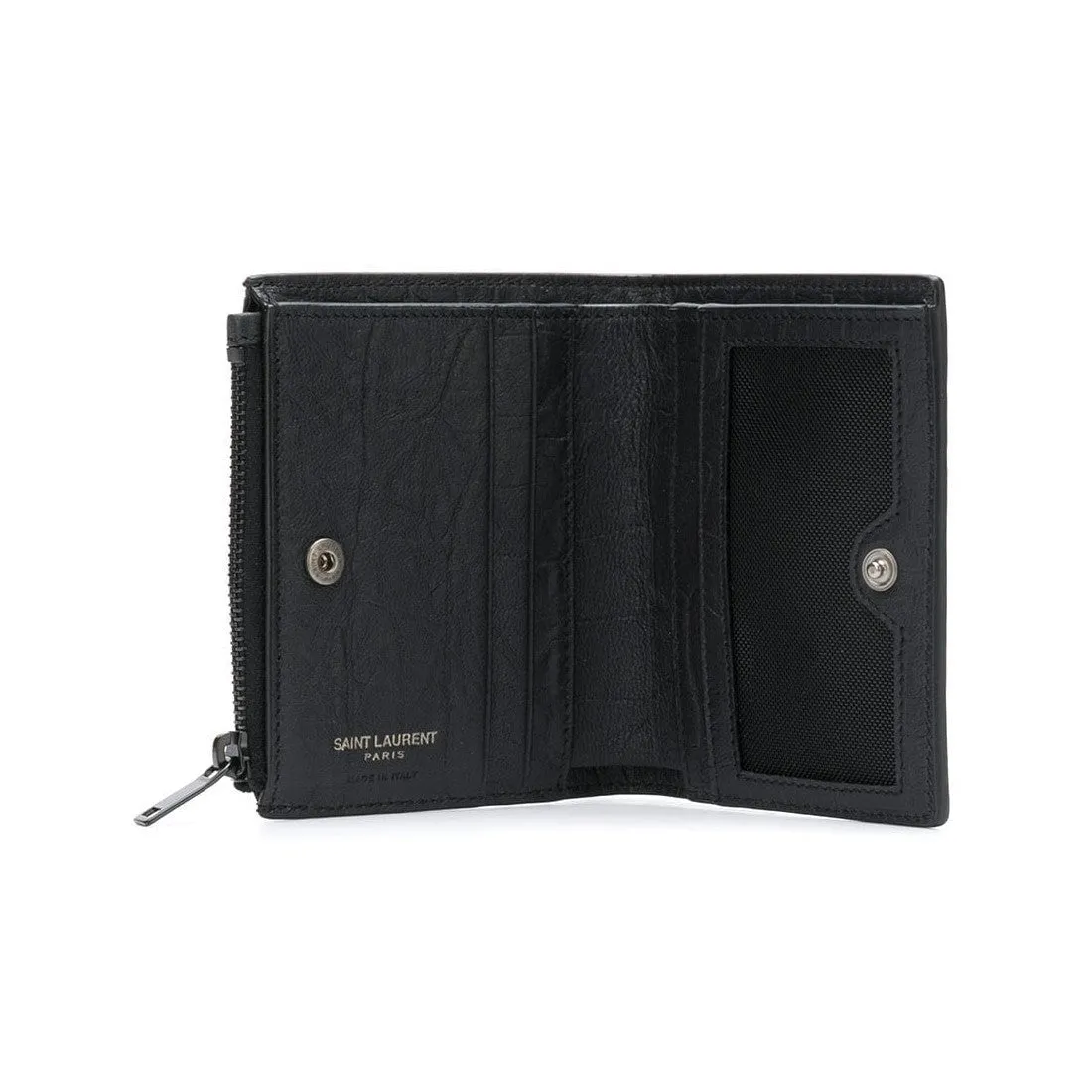 Sac YSL Saint Laurent Portefeuille en Cuir de Veau Crocodile Noir avec Monogramme YSL 529875