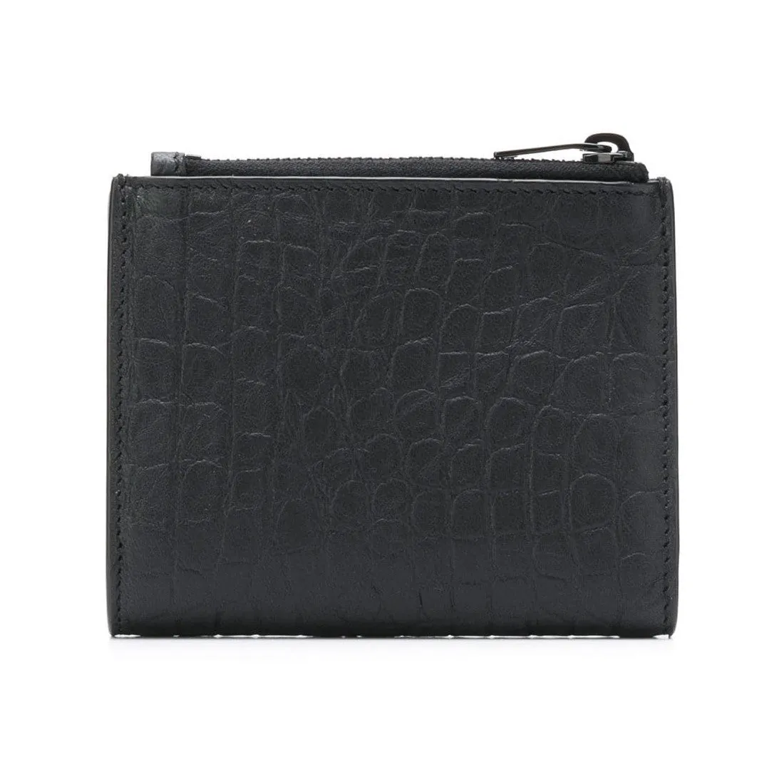 Sac YSL Saint Laurent Portefeuille en Cuir de Veau Crocodile Noir avec Monogramme YSL 529875