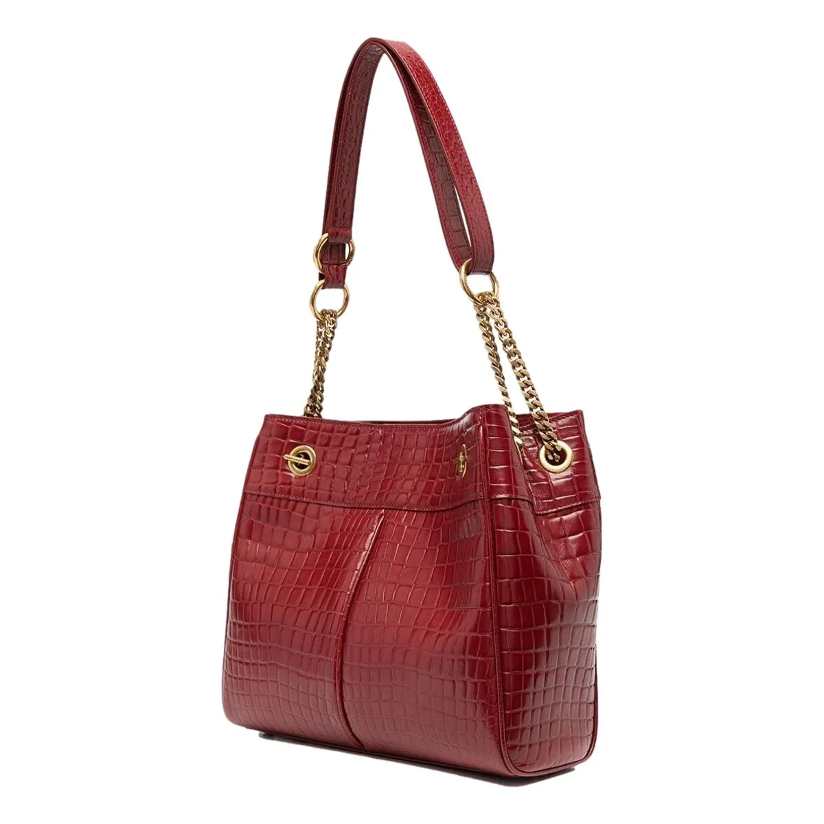 Ysl Sacs Saint Laurent Claude en cuir rouge avec motif Cocco en relief, sac à bandoulière 640281